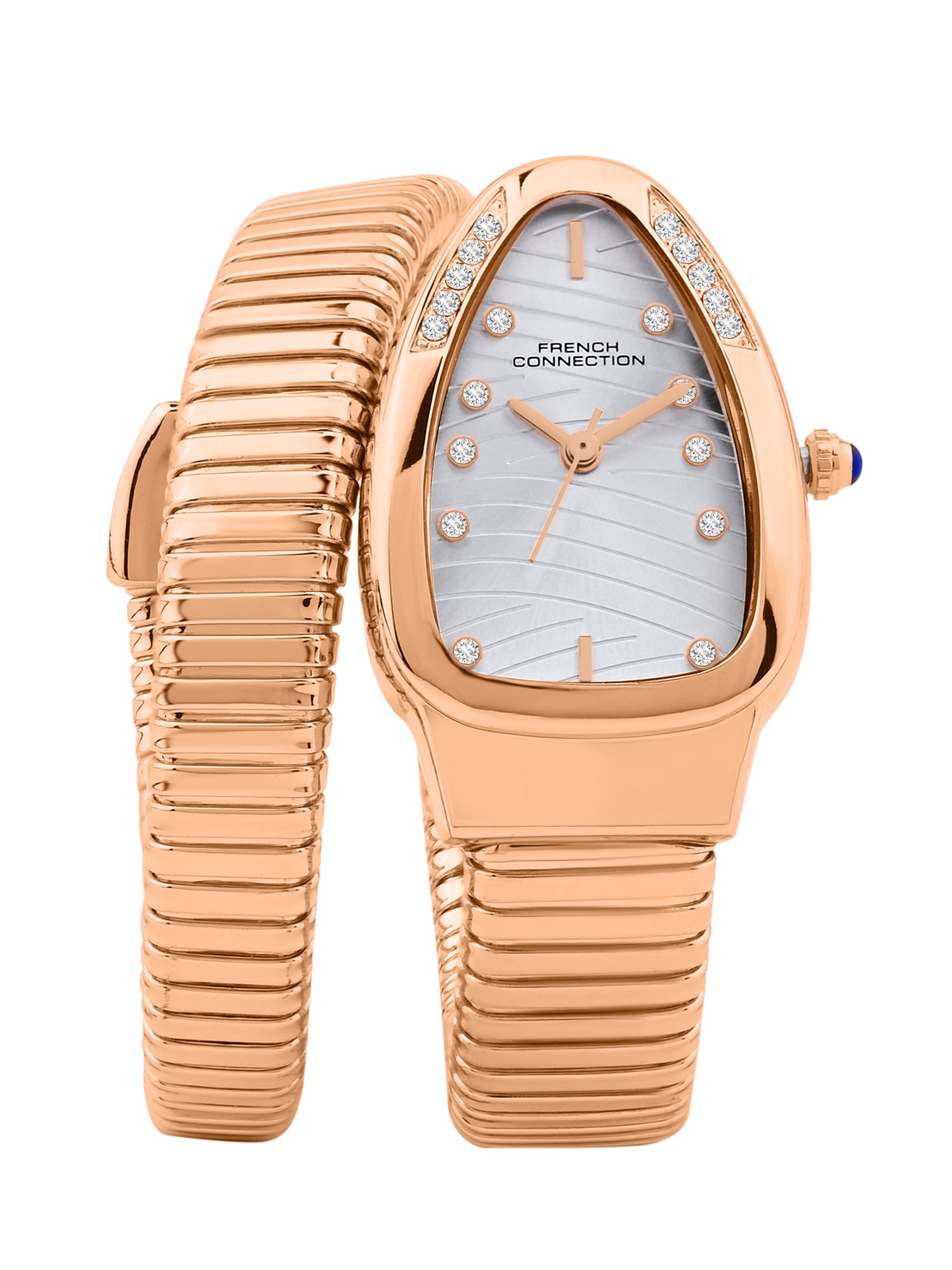 French Connection Women Snake-Shaped Wrap Around Analogue Watch FCN0189SRGM - Silver & Rose Gold