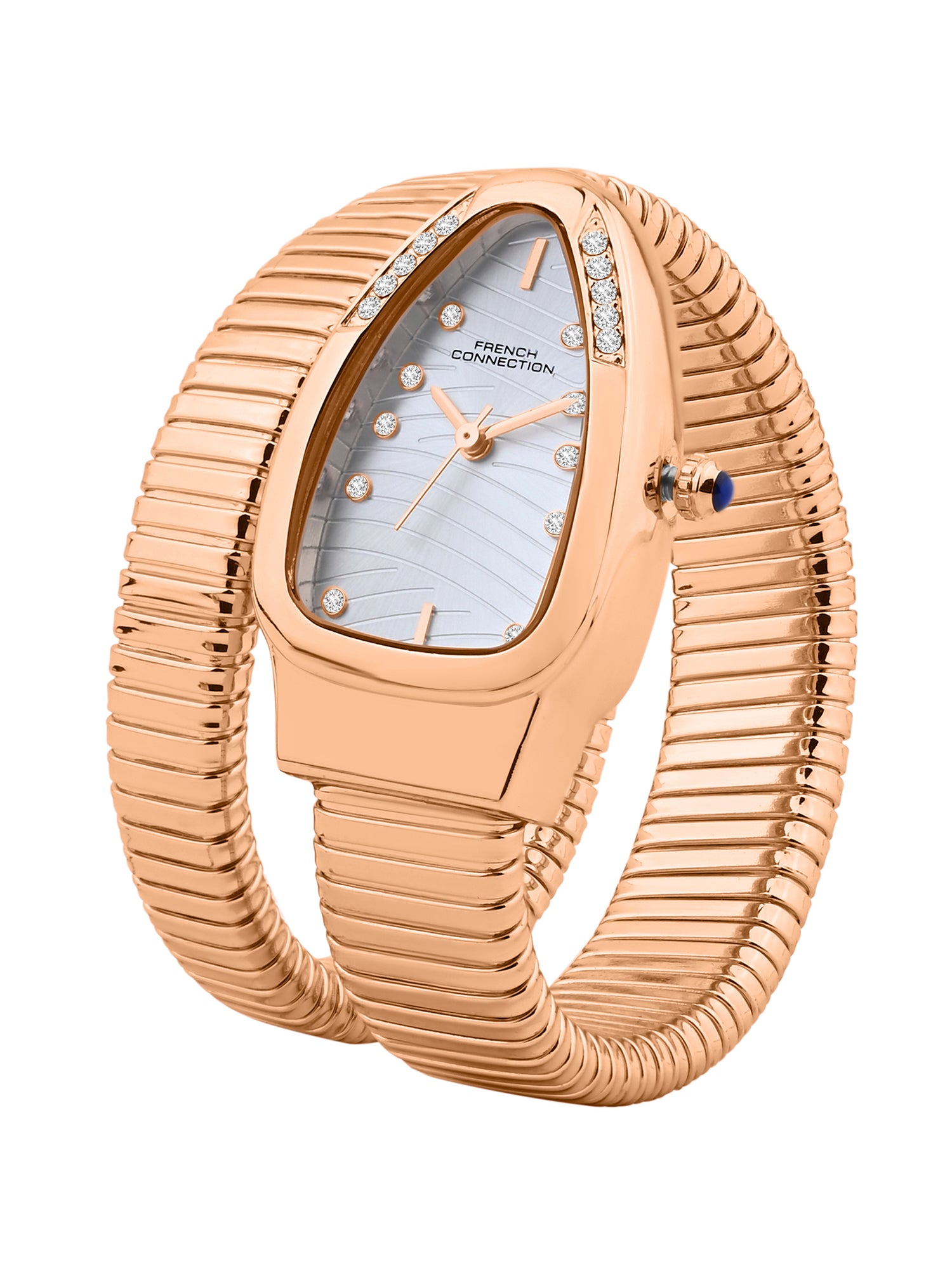 French Connection Women Snake-Shaped Wrap Around Analogue Watch FCN0189SRGM - Silver & Rose Gold