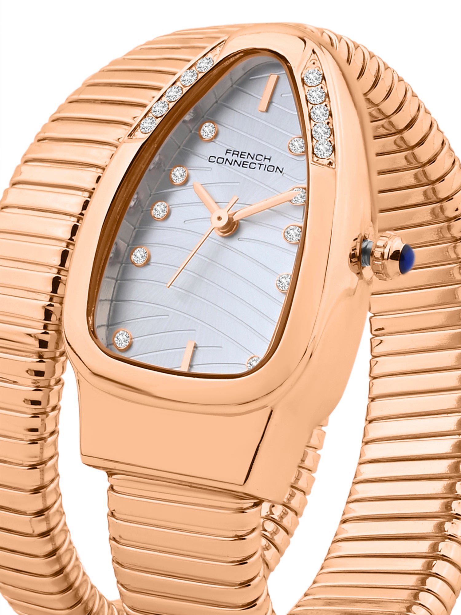 French Connection Women Snake-Shaped Wrap Around Analogue Watch FCN0189SRGM - Silver & Rose Gold