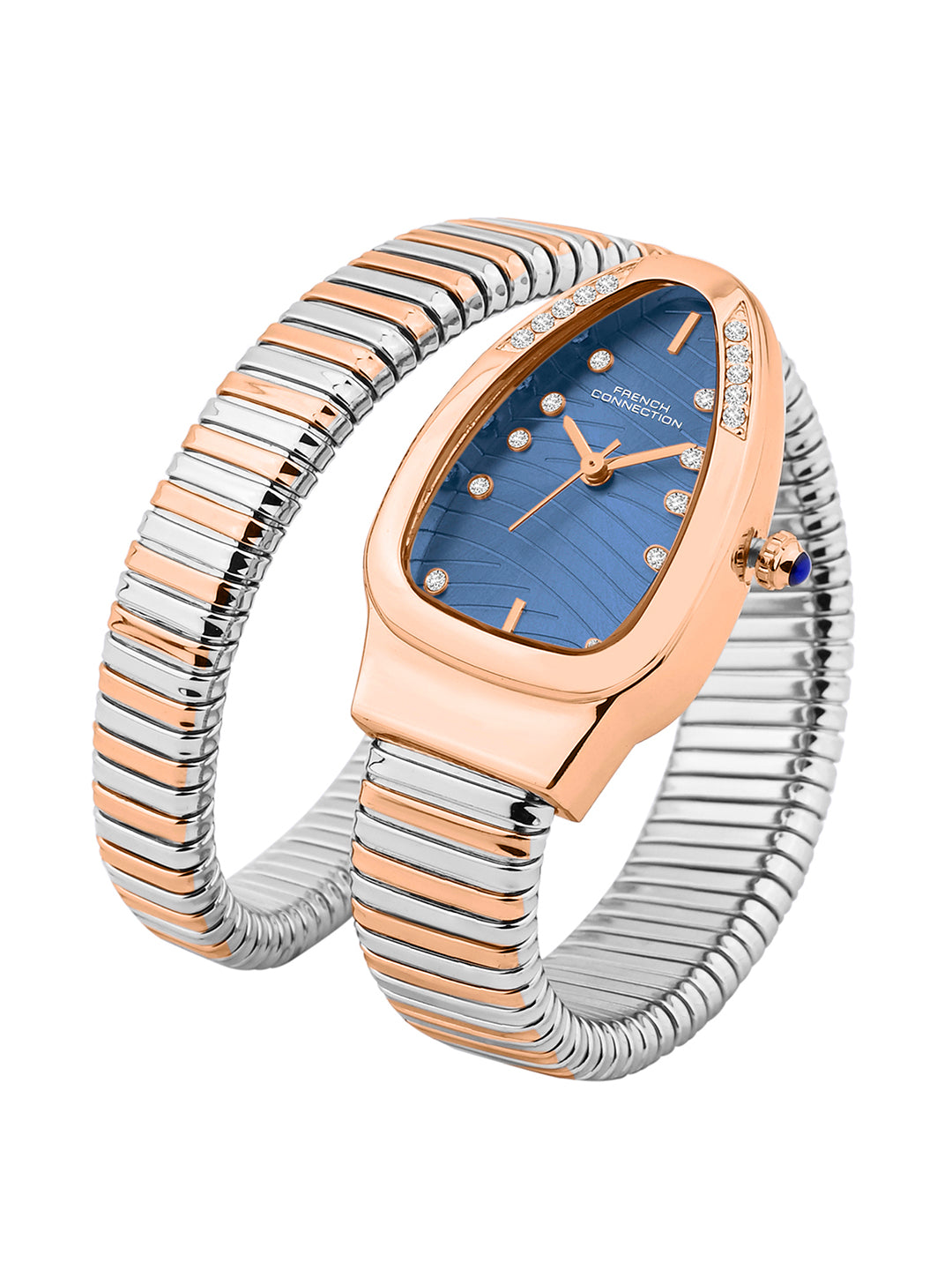 French Connection Women Snake-Shaped Wrap Around Analogue Watch FCN0189URTM - Rose Gold Two-Tone