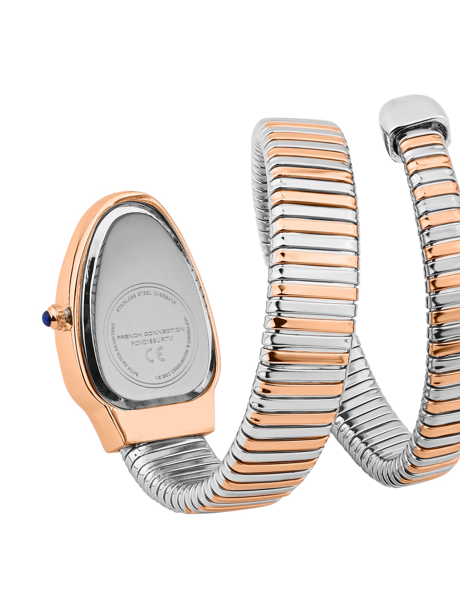 French Connection Women Snake-Shaped Wrap Around Analogue Watch FCN0189URTM - Rose Gold Two-Tone