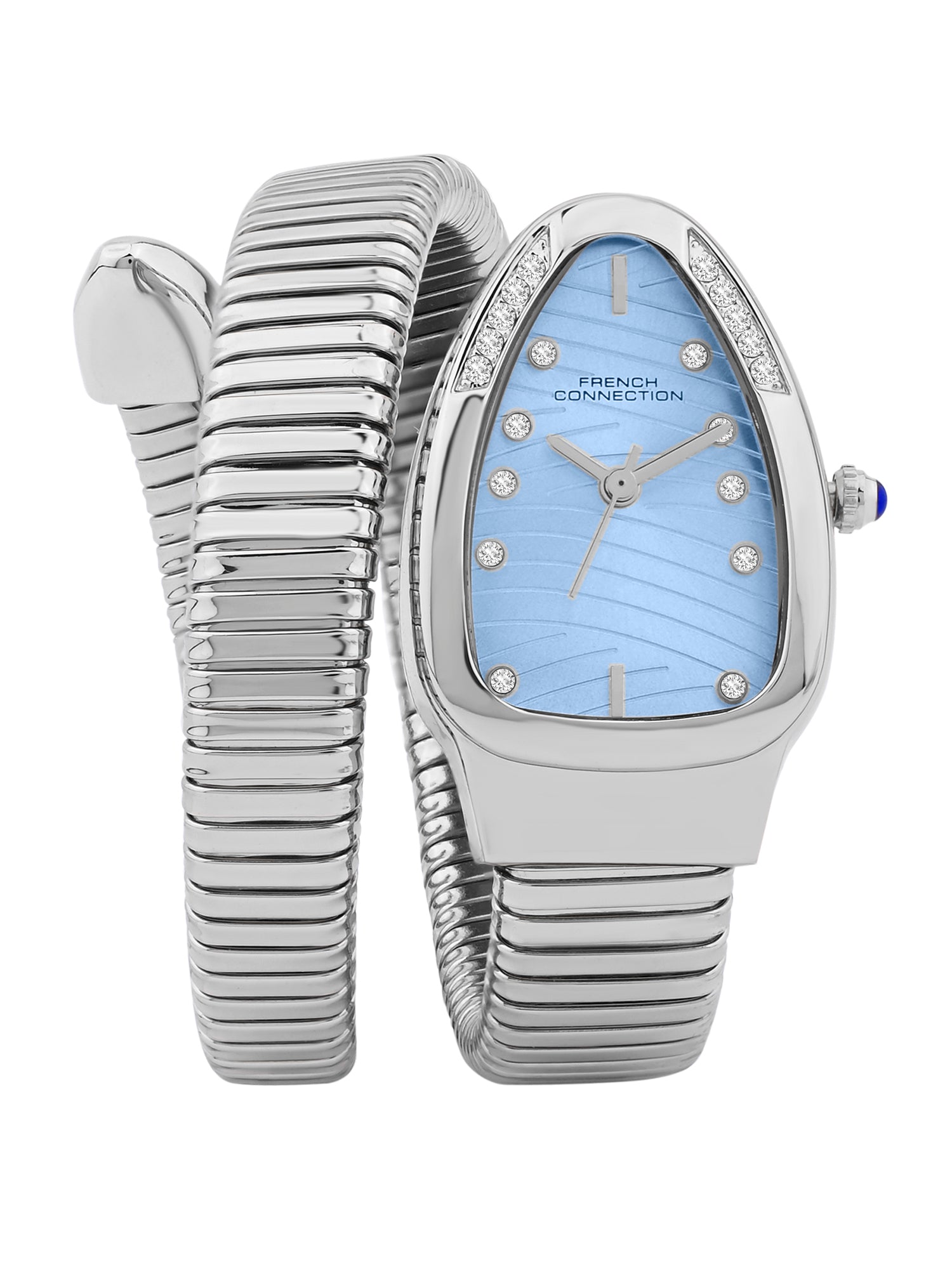 French Connection Women Snake-Shaped Wrap Around Analogue Watch FCN0189USM - Silver Tone