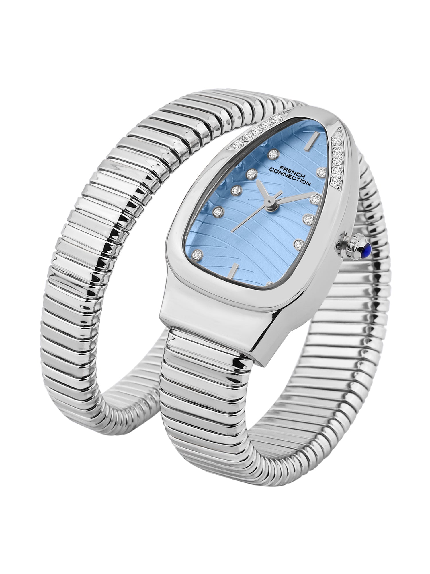 French Connection Women Snake-Shaped Wrap Around Analogue Watch FCN0189USM - Silver Tone