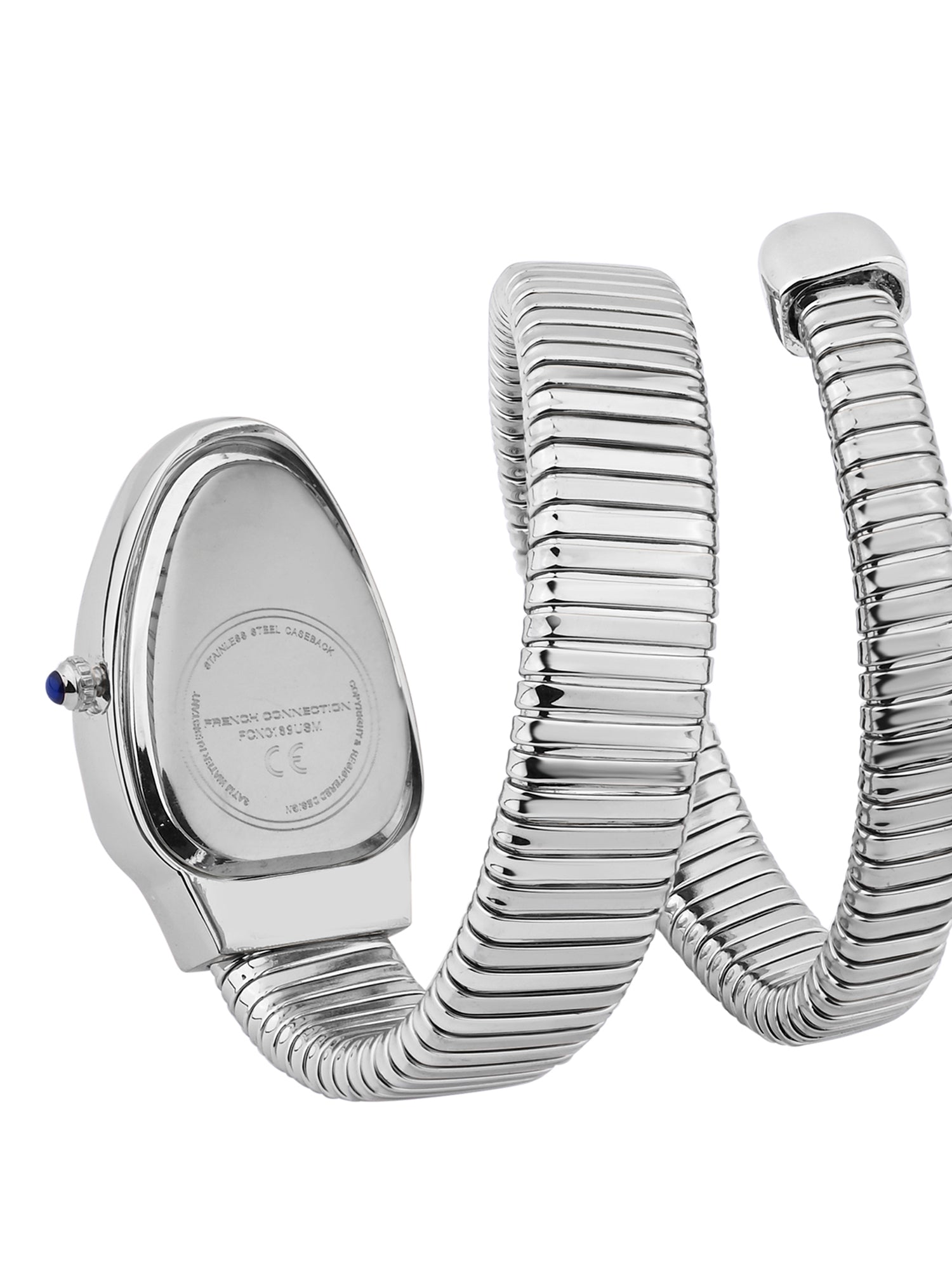 French Connection Women Snake-Shaped Wrap Around Analogue Watch FCN0189USM - Silver Tone