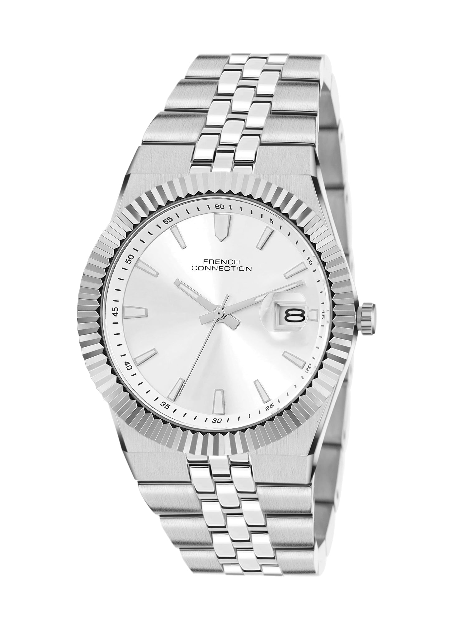 French Connection Jubilaire | Quartz Analog Display | Silver Dial | Silver Stainless Steel Strap | Watch for Men - FCN0209SM
