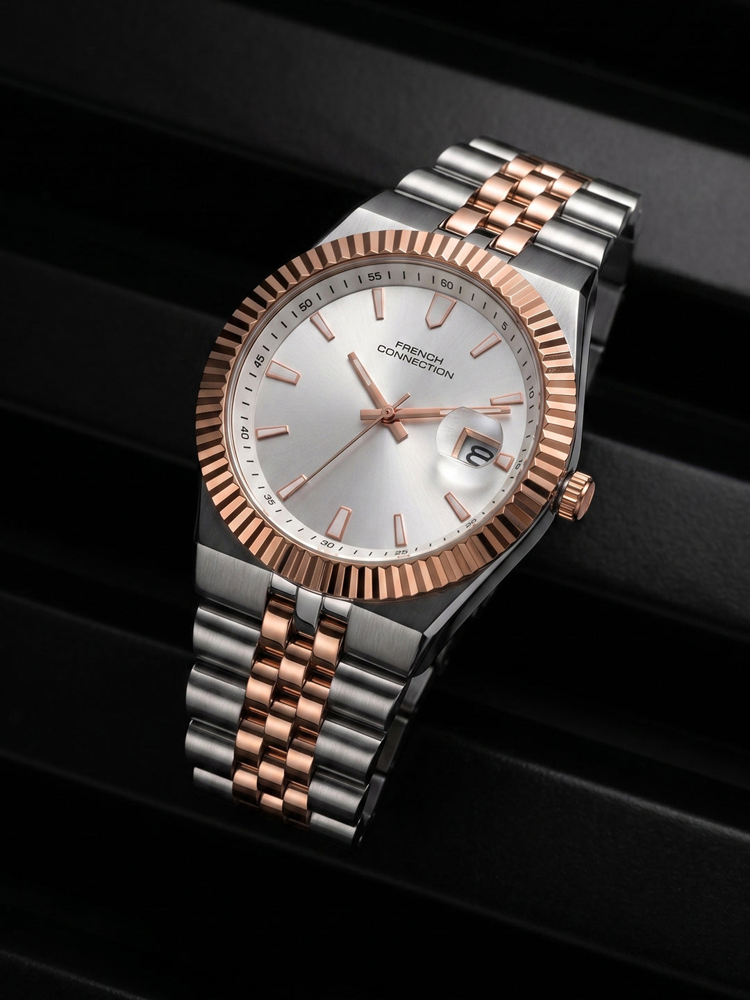 French Connection Jubilaire | Quartz Analog Display | Green Dial | Two Tone Stainless Steel Strap | Watch for Men - FCN0209SRTM