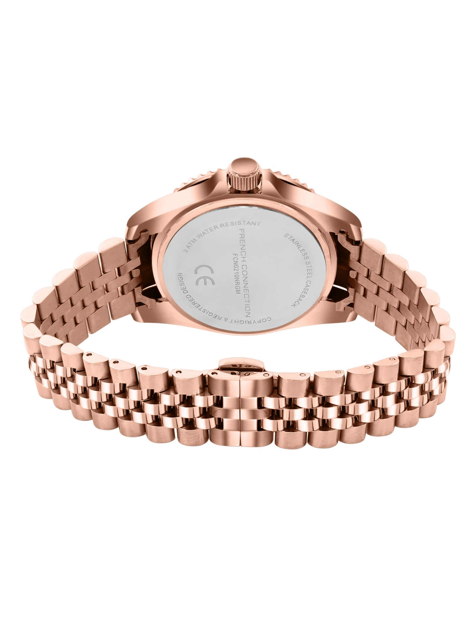 French Connection Steelora | Quartz Dated Display | Green Dial | Rose Gold Stainless Steel Strap | Watch for Men - FCN0210NRGM