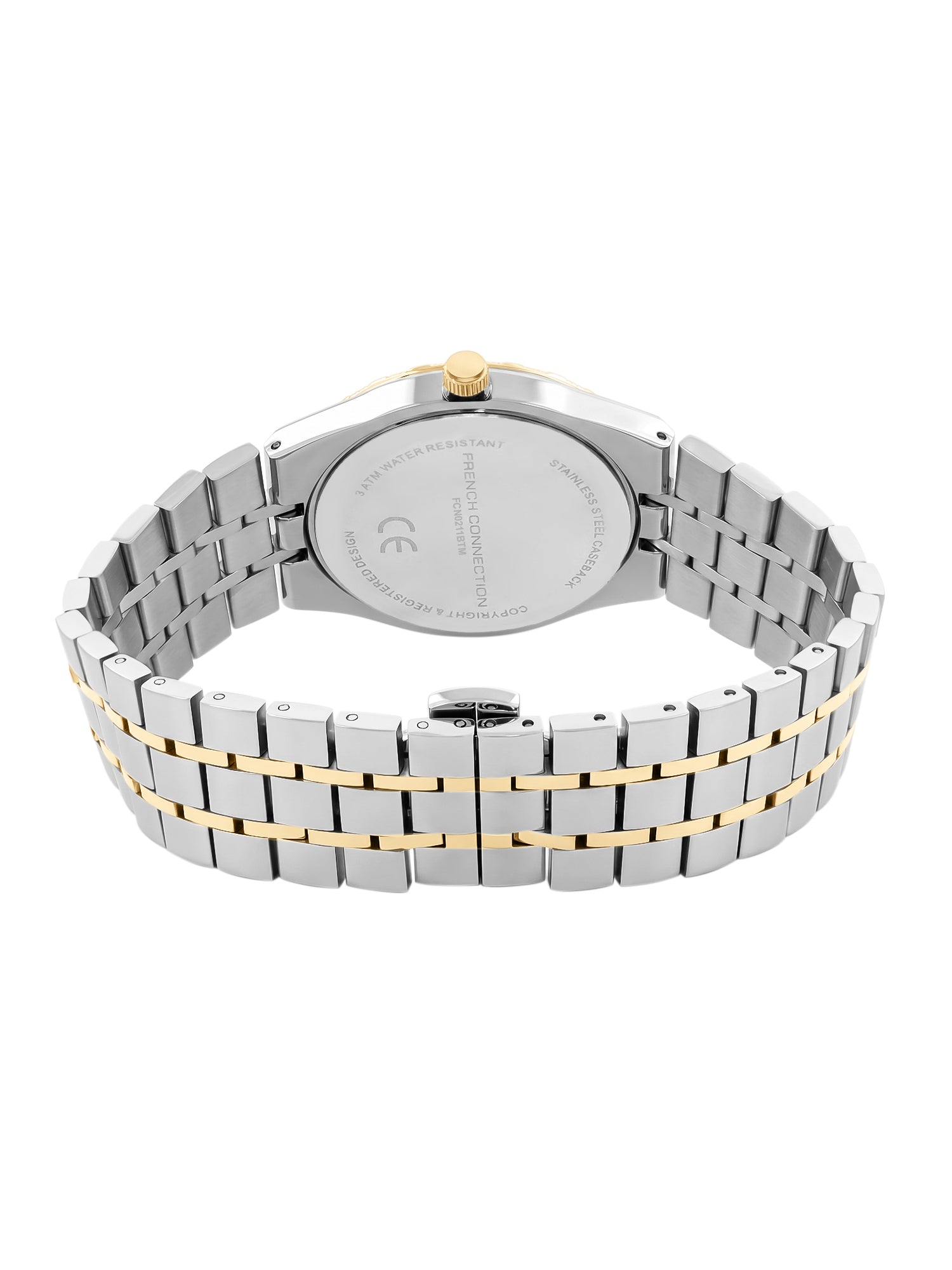 French Connection Courant Classique | Quartz Analog Display | Day Date Display Black Dial | Two-Tone Stainless Steel Strap | Watch for Men - FCN0211BTM