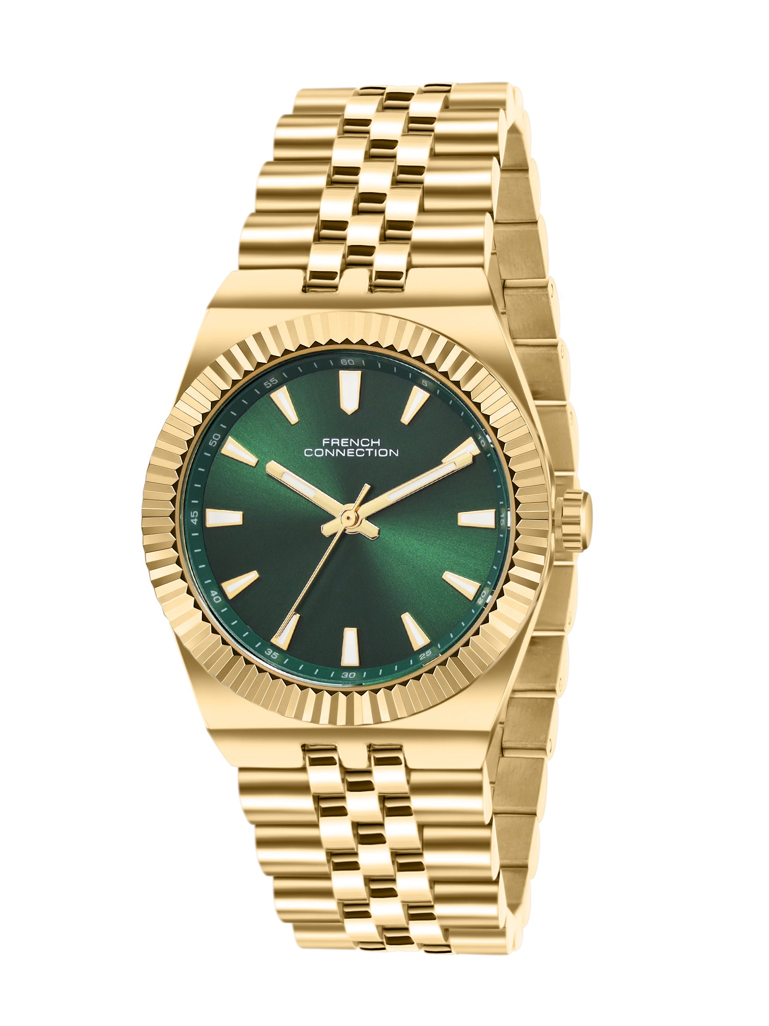 French Connection Flute Ligne | Analog | Green  Dial | Stainless Steel Strap | Watch for Women - FCN0212GM