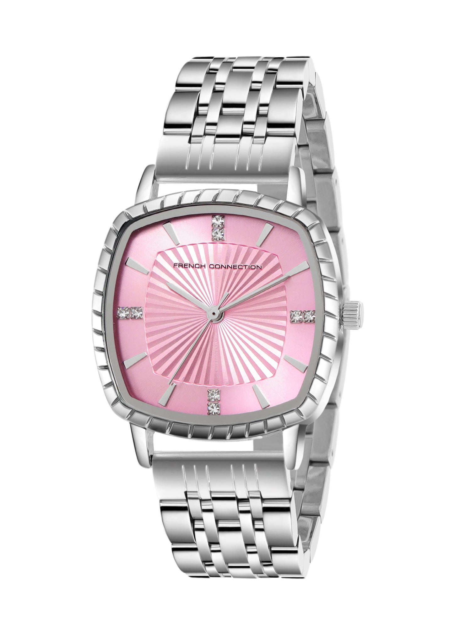 French Connection Luminéa | Quartz Jewellery Bezel | Pink  Dial | Stainless Steel Strap | Watch for Women - FCN0214SM