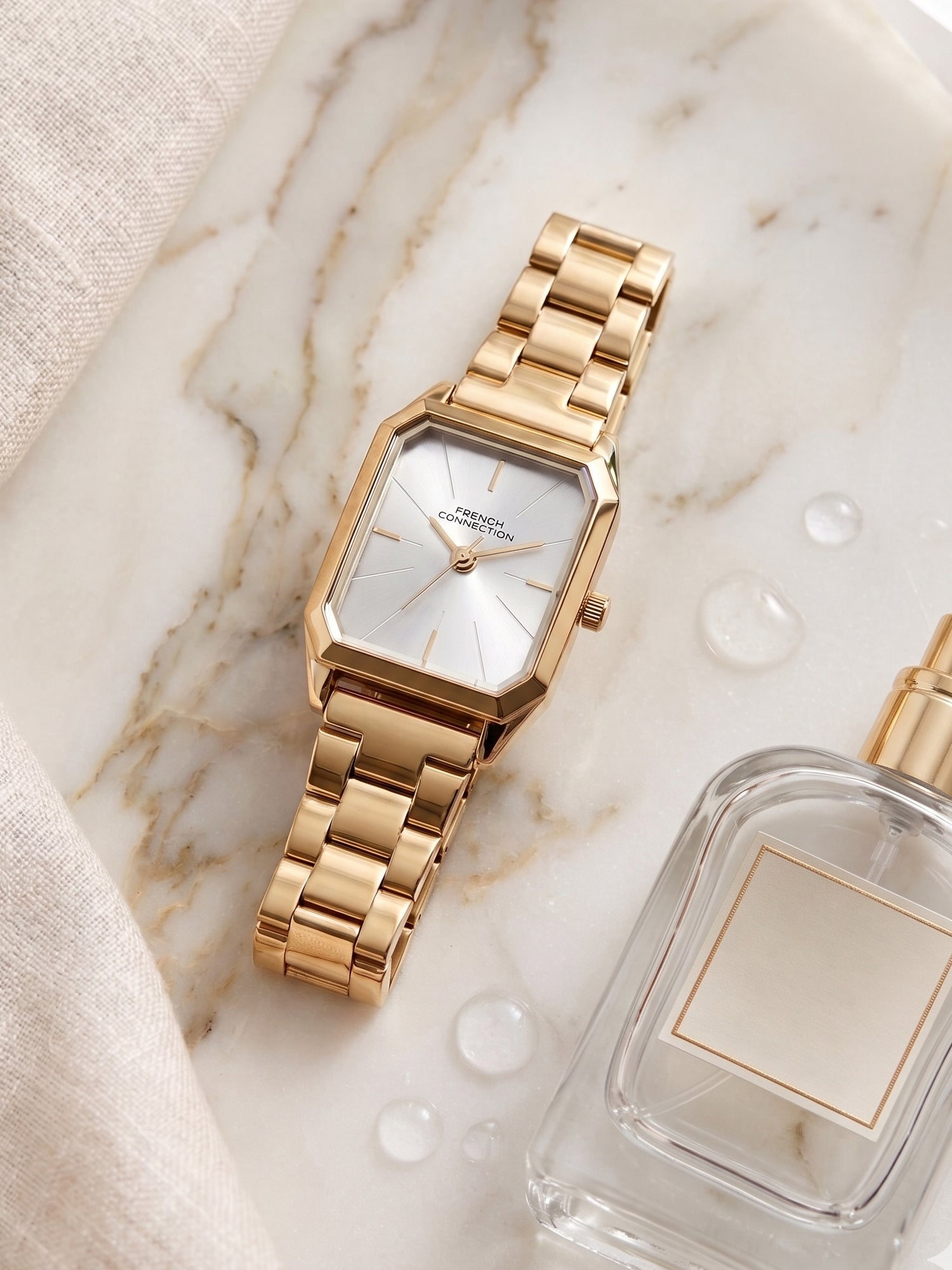 French Connection Novara | Quartz Jewellery Bezel | Silver  Dial | Stainless Steel Strap | Watch for Women - FCN0215GM