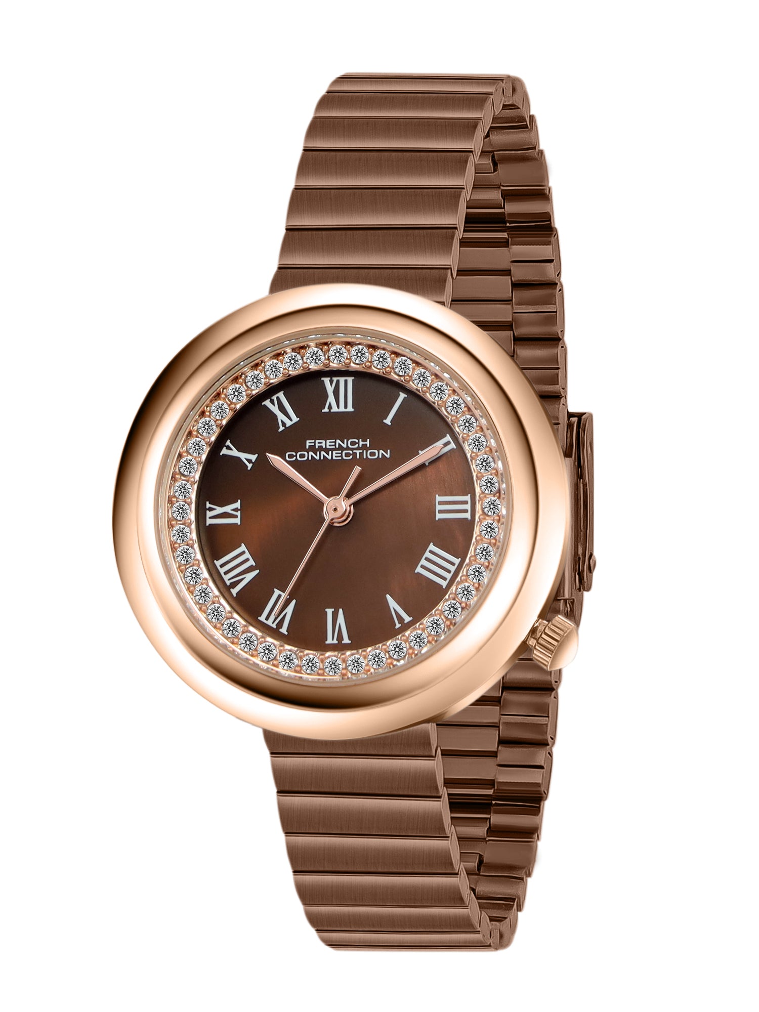French Connection Héritage Lumière | Analog Display | Brown Mother of Pearl Dial | Brown Stainless Steel Strap | Watch for Women - FCN0216BRM