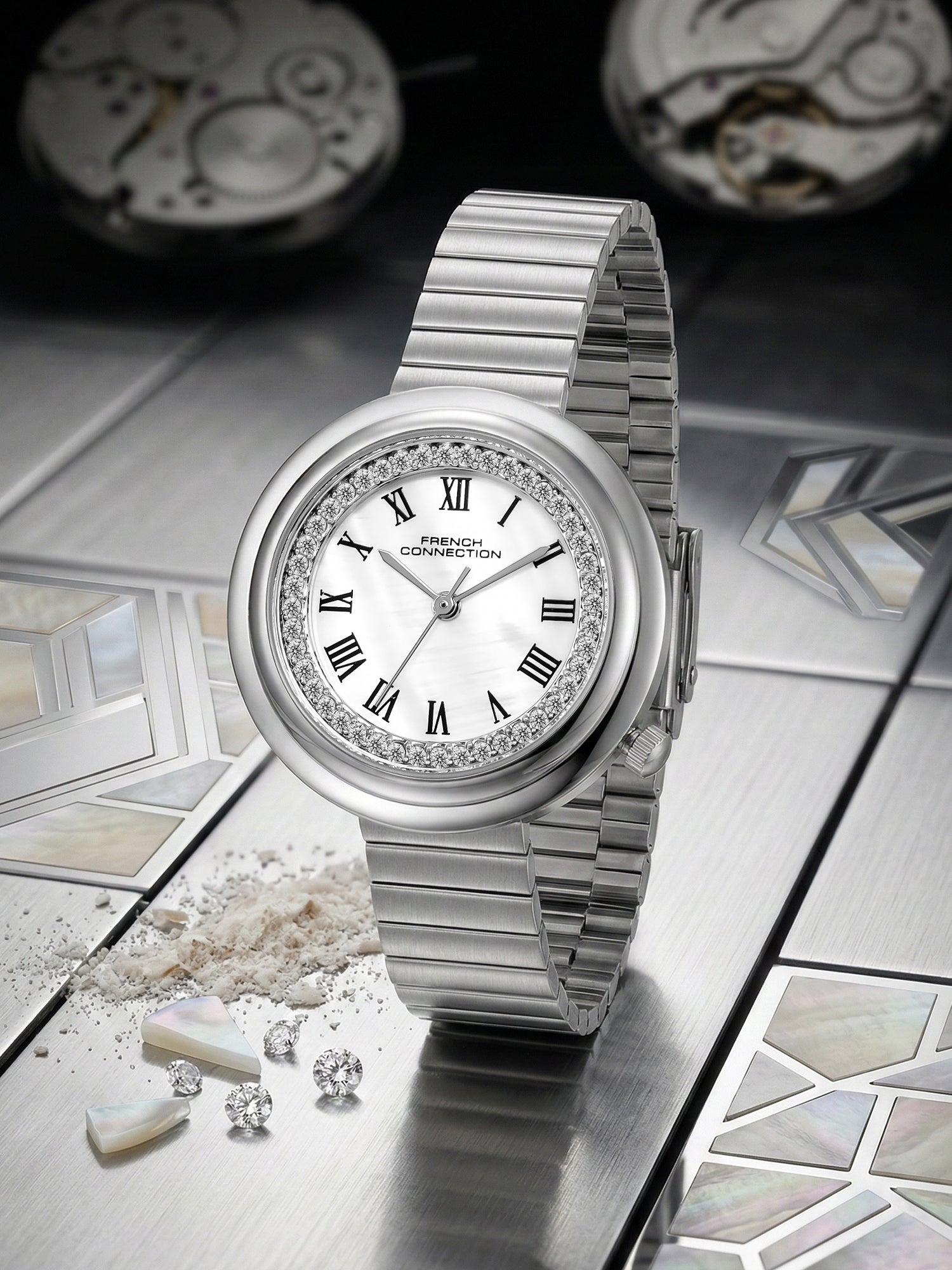 French Connection Héritage Lumière | Analog Display | Silver Mother of Pearl  Dial | Silver Stainless Steel Strap | Watch for Women - FCN0216SM