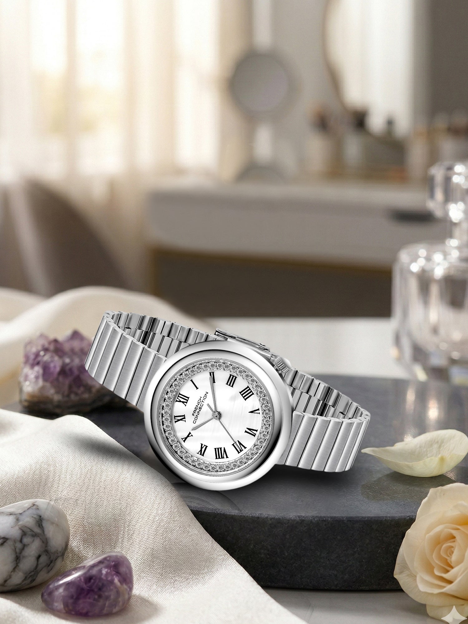 French Connection Héritage Lumière | Analog Display | Silver Mother of Pearl  Dial | Silver Stainless Steel Strap | Watch for Women - FCN0216SM
