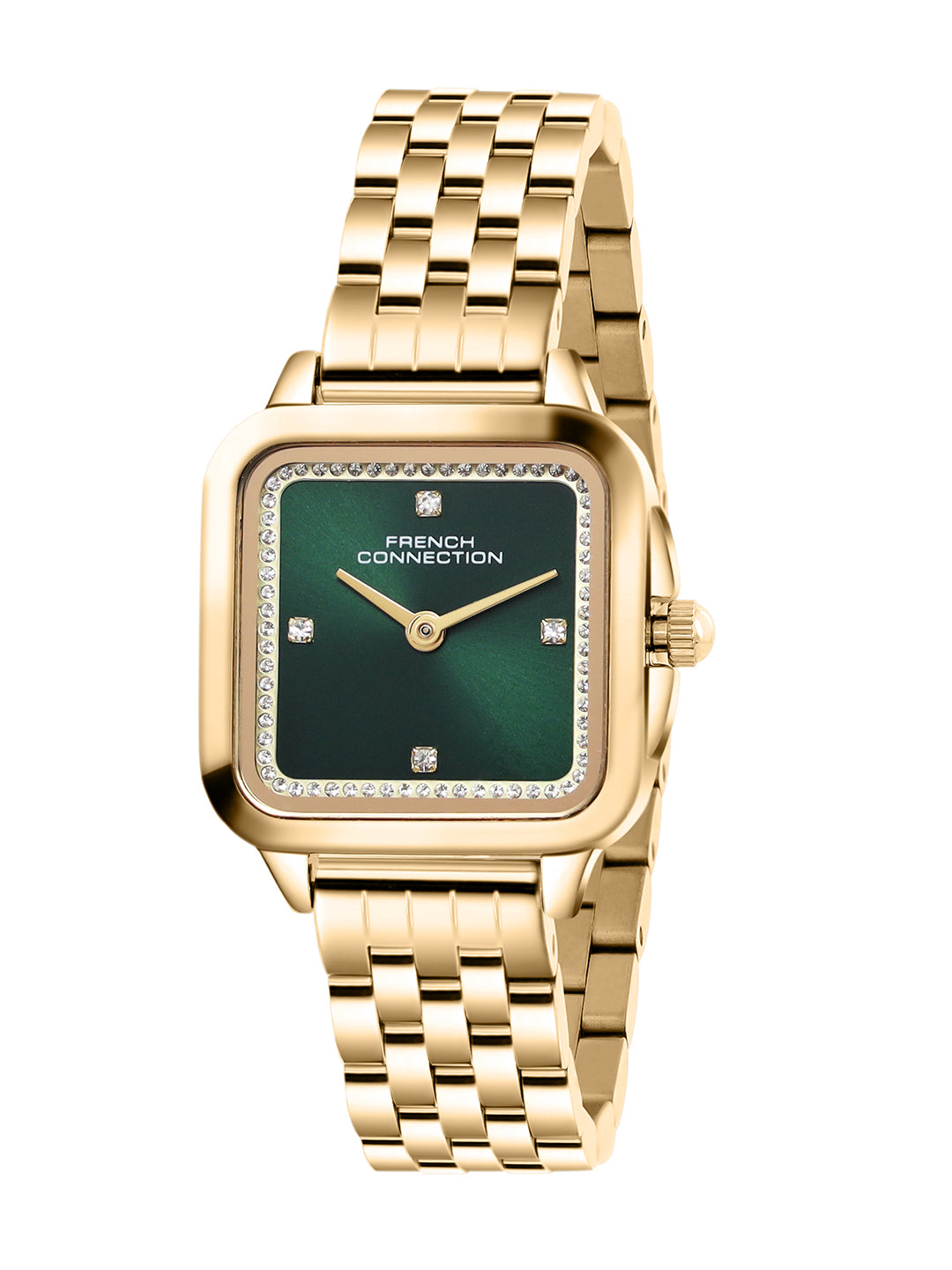 French Connection Bijou Carré | Analog Display | Green Sunray  Dial | Stainless Steel Strap | Watch for Women - FCN0217NGM