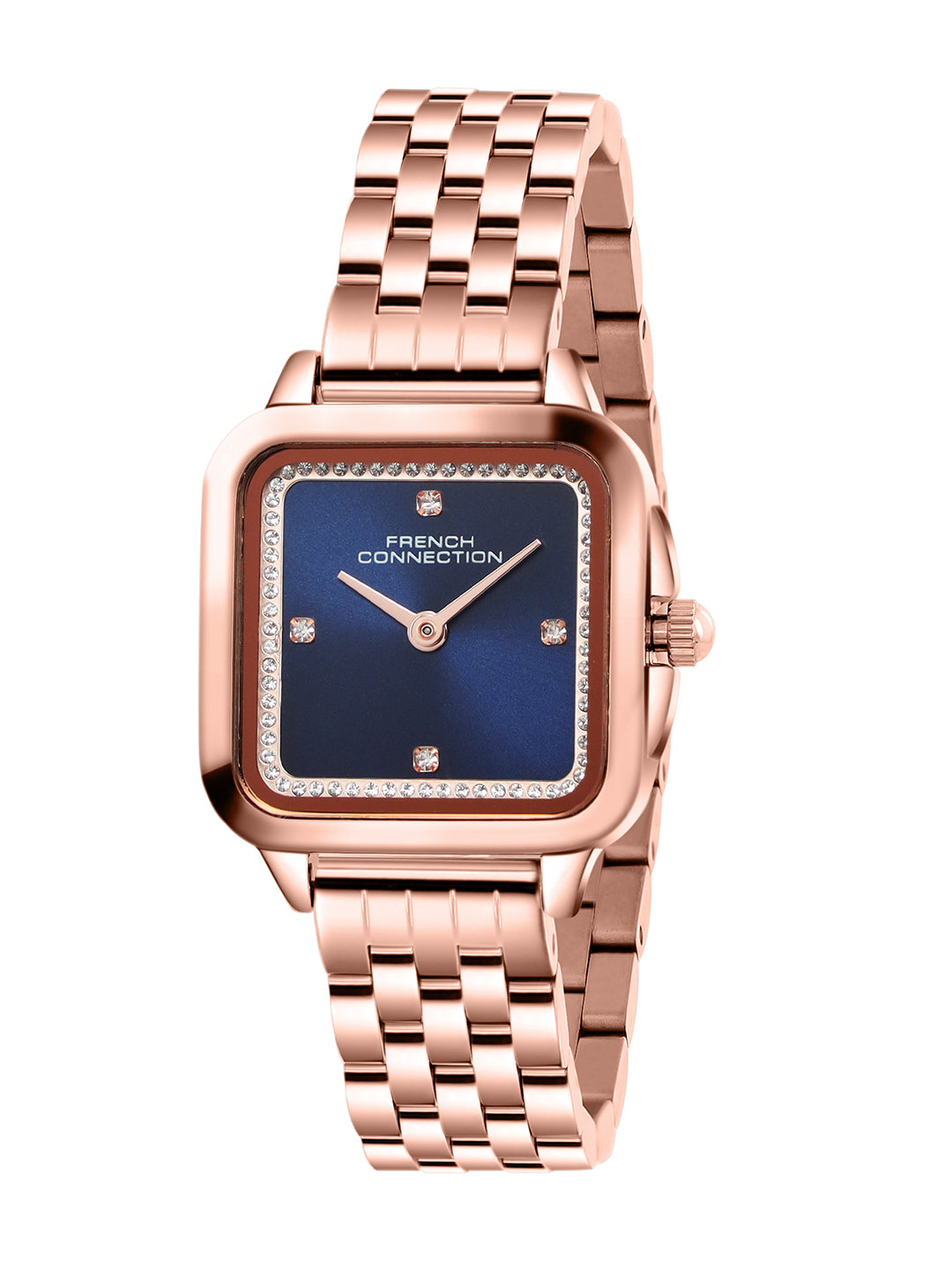 French Connection Bijou Carré | Analog Display | Blue Sunray  Dial | Stainless Steel Strap | Watch for Women - FCN0217URGM