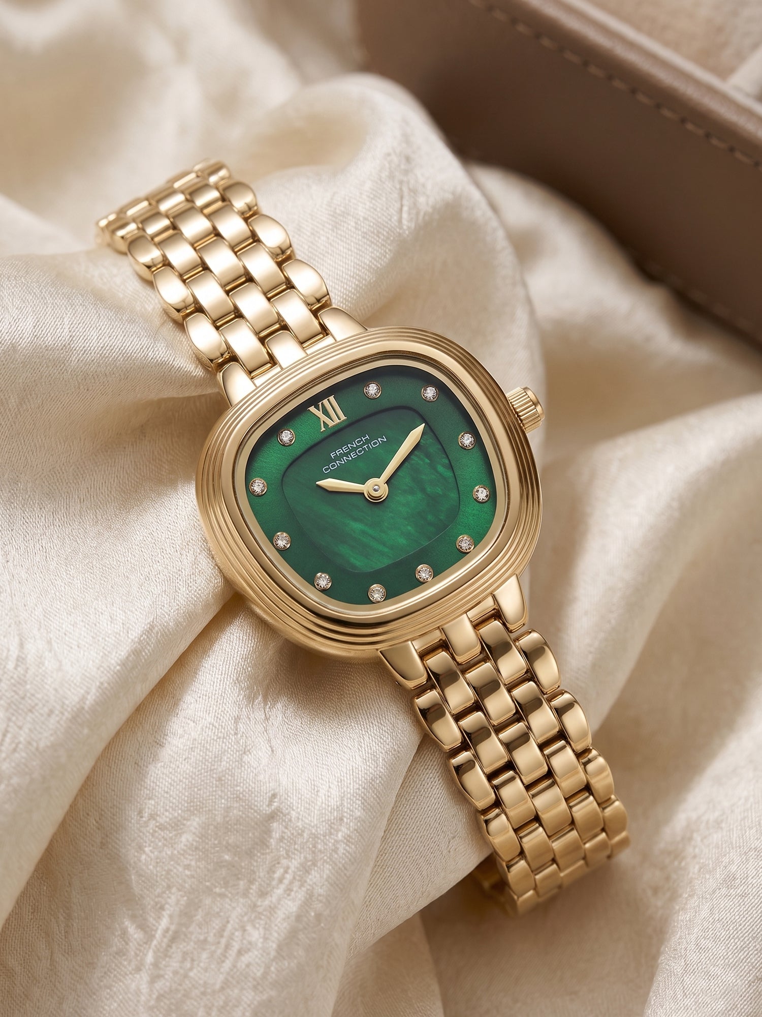 French Connection Éclat Forme | Analog Display | Green Mother of Pearl  Dial | Stainless Steel Strap | Watch for Women - FCN0219NGM