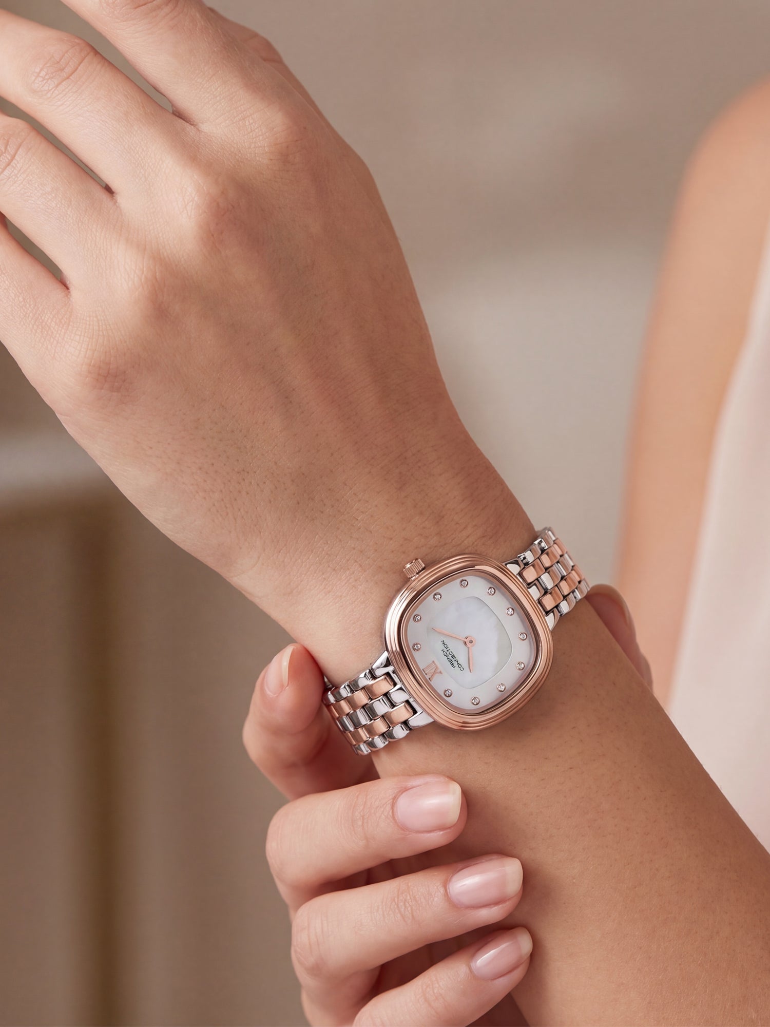 French Connection Éclat Forme | Analog Display | Silver Mother of Pearl  Dial | Stainless Steel Strap | Watch for Women - FCN0219SRTM