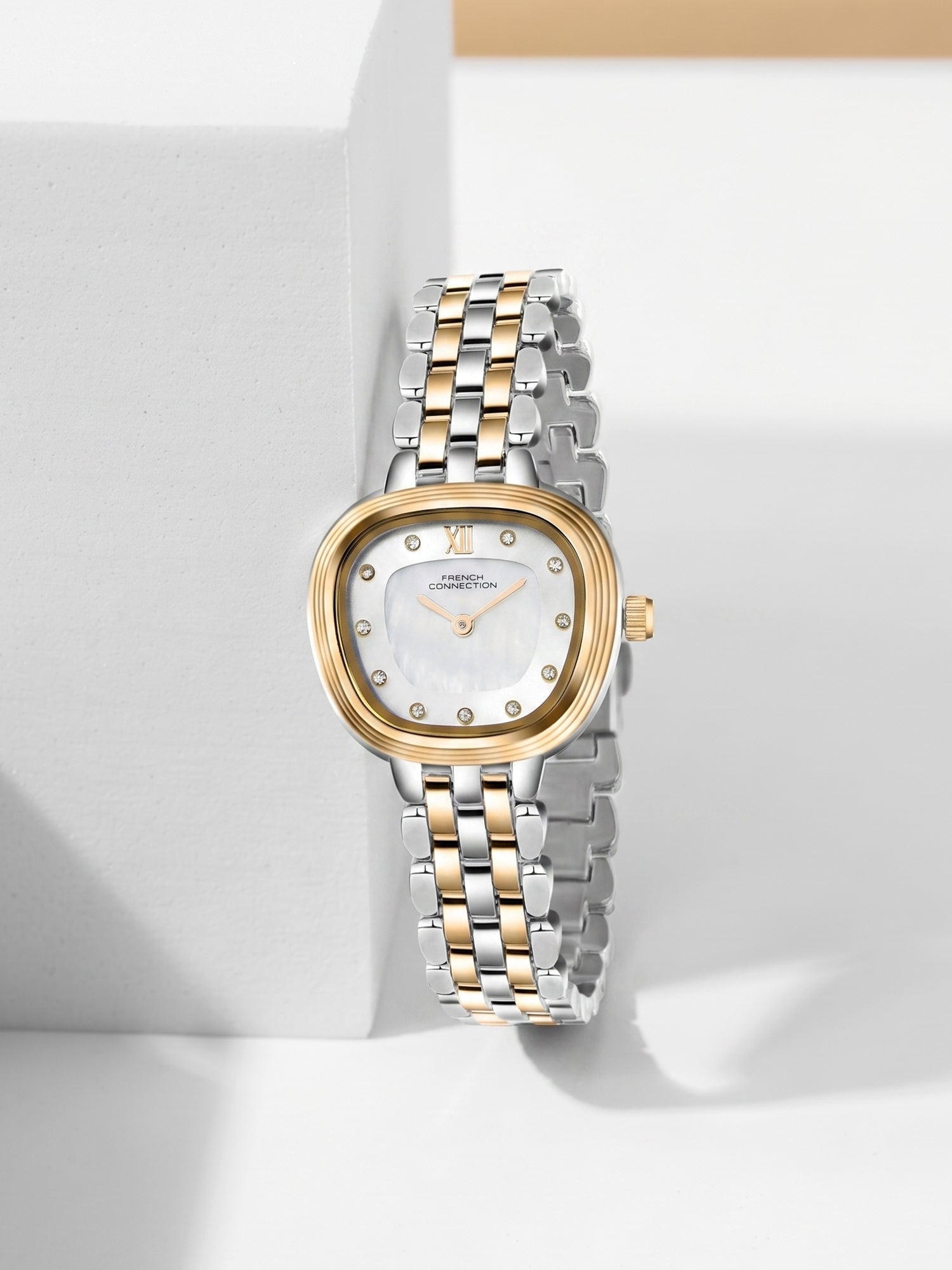 French Connection Éclat Forme | Analog Display | Silver Mother of Pearl  Dial | Stainless Steel Strap | Watch for Women - FCN0219STM