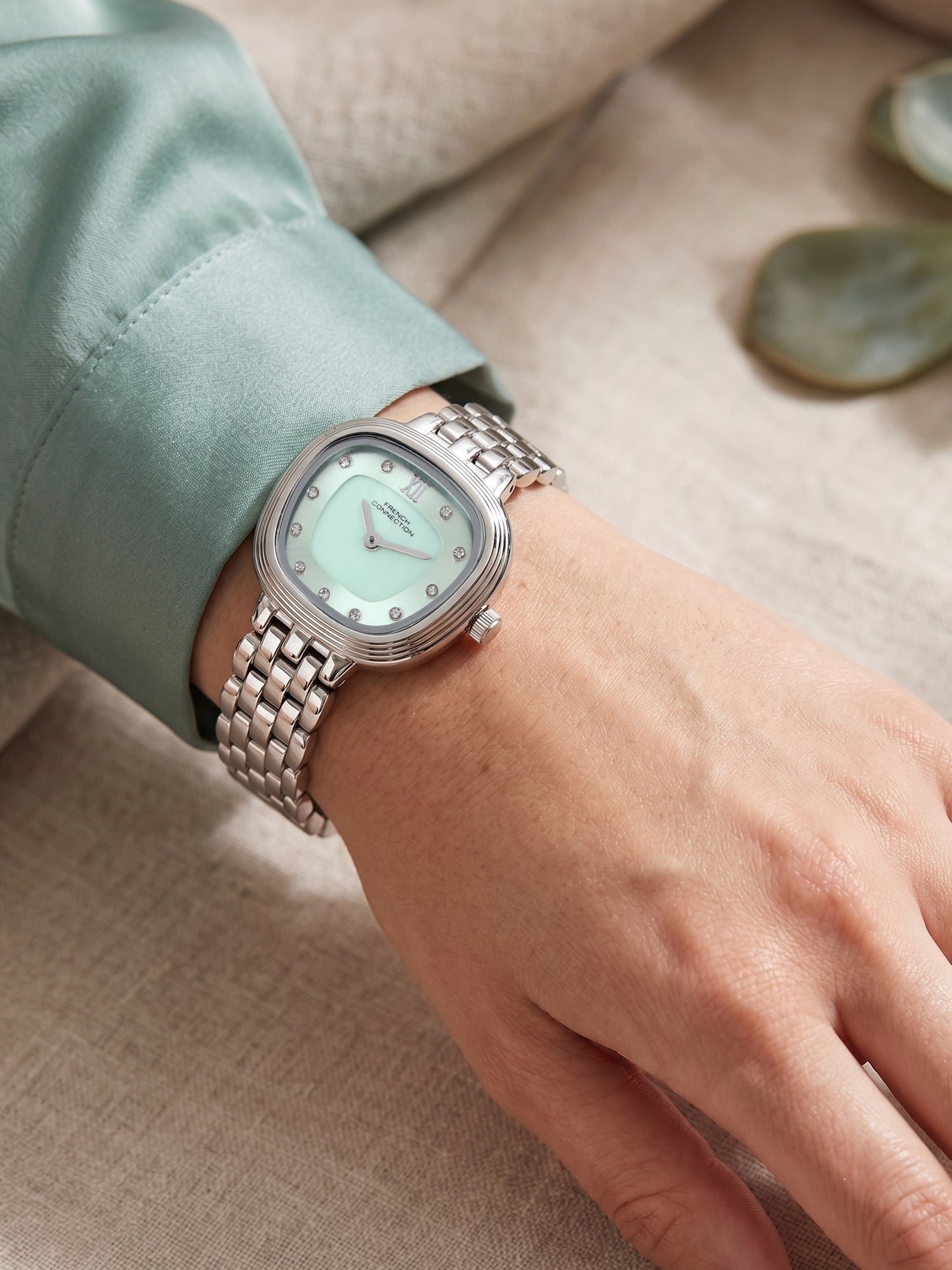 French Connection Éclat Forme | Analog Display | Green Mother of Pearl  Dial | Stainless Steel Strap | Watch for Women - FCN0219USM