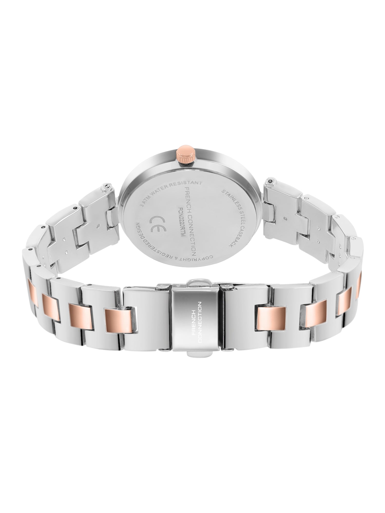 French Connection Women's Gift Set Watch with Silver Sunray Dial, Two-Tone Stainless Steel Bracelet & Matching Bracelet Gift Set – FCN0220RTM