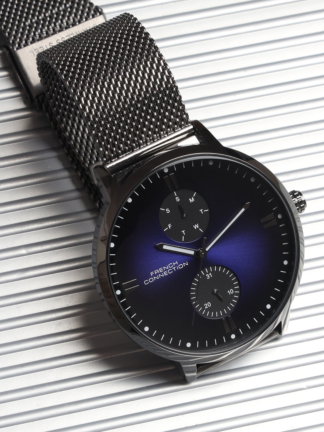 French connection Opus Blue Round Dial Mens Mult Function Watch FCN066UM
