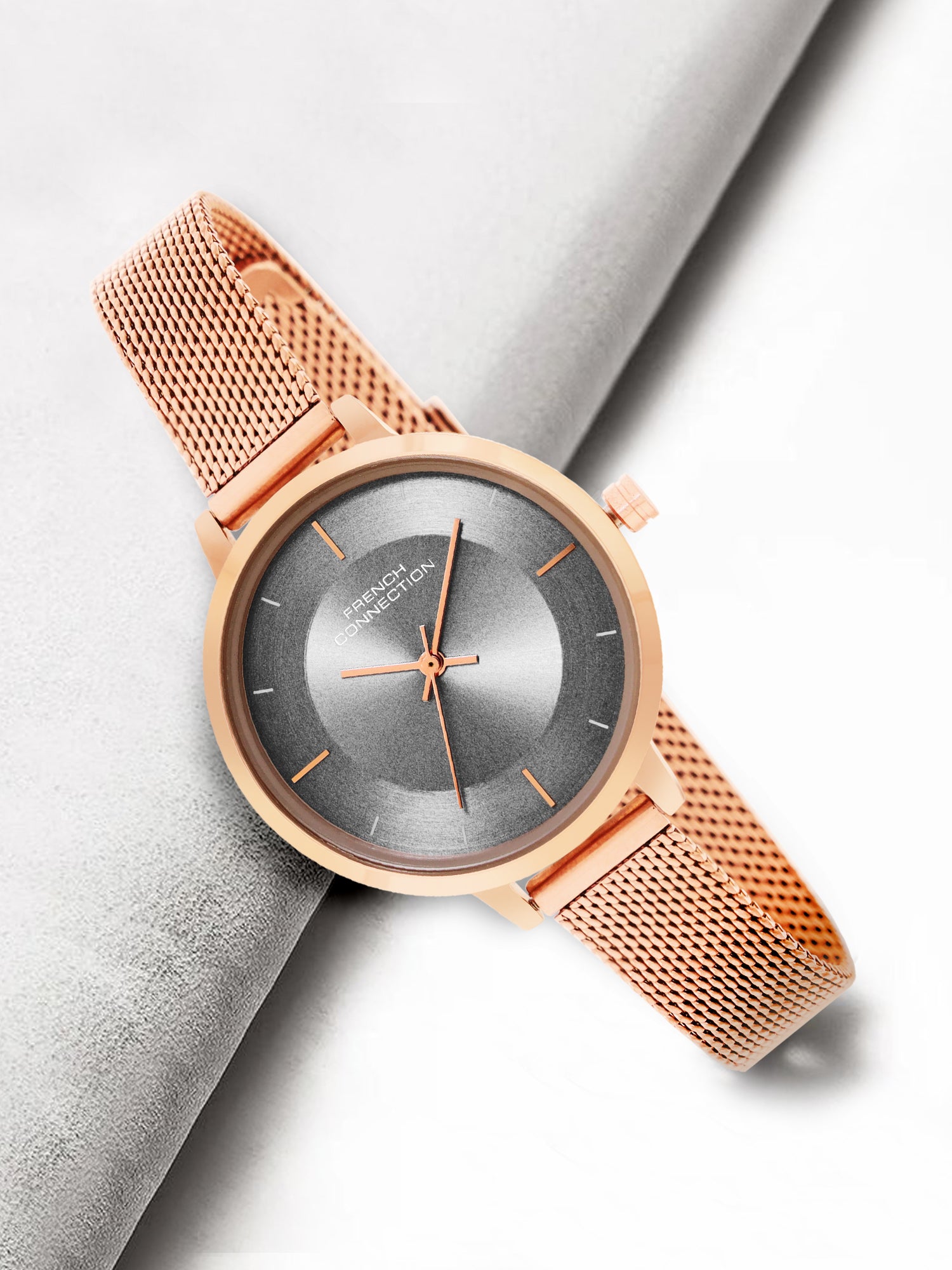 French Connection Helio Grey Dial with Rose Gold Strap Womens Analog Watch | FCN071RGM