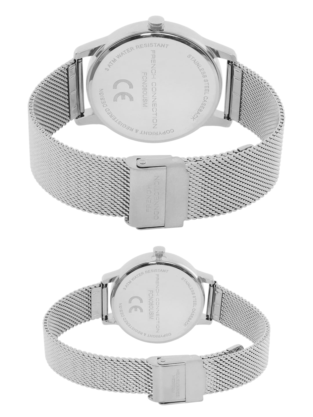 French Connection Blue Round Dial Pair Analogue Watch FCN080USM