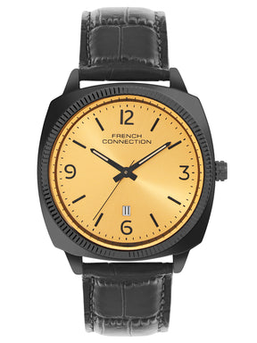 French connection Solistice Mustard Dial Mens Analogue Watch FCN084BBL