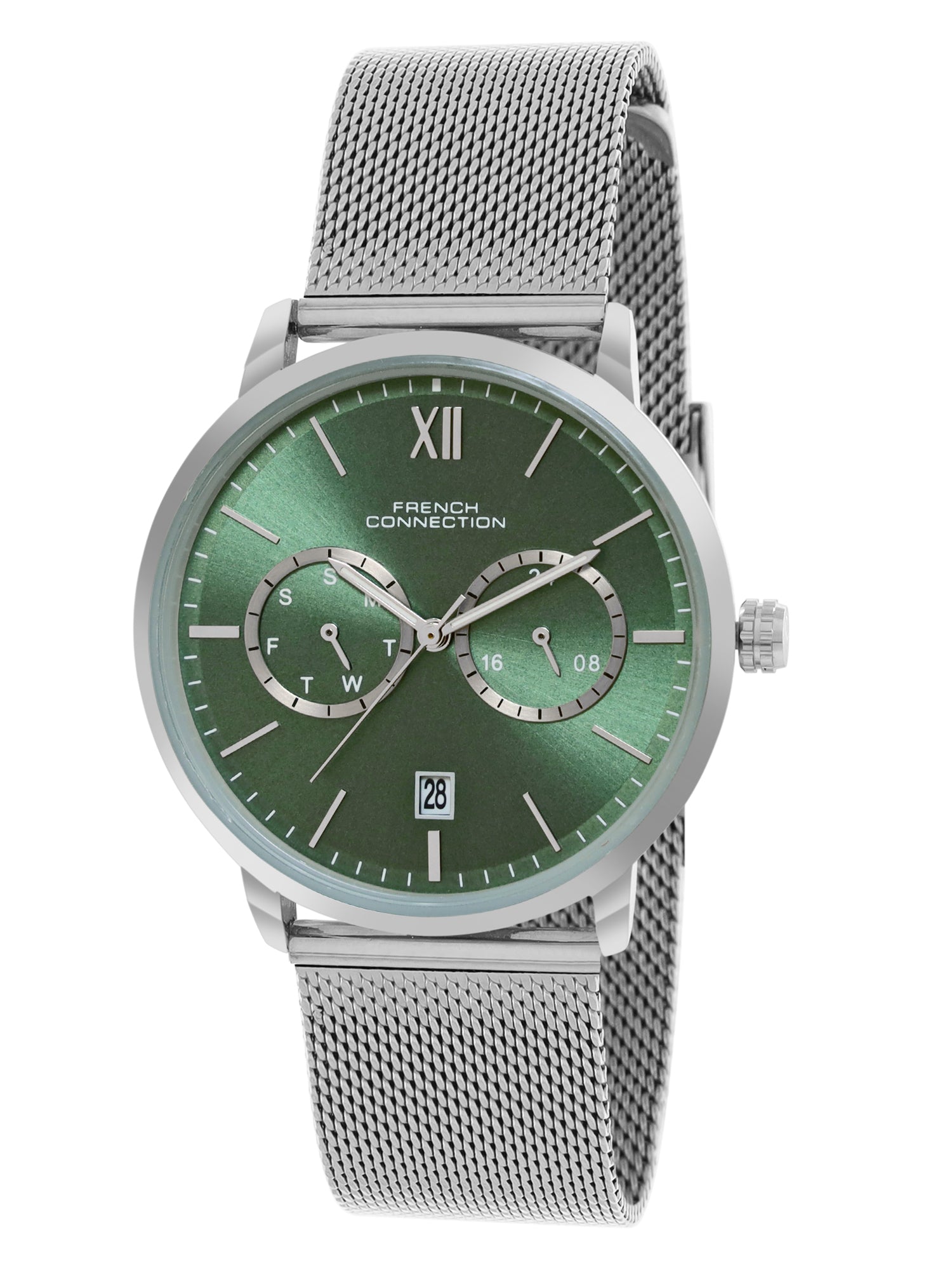 French connection Tempus Green Round Dial Mens Mult Function Watch FCN085NSM