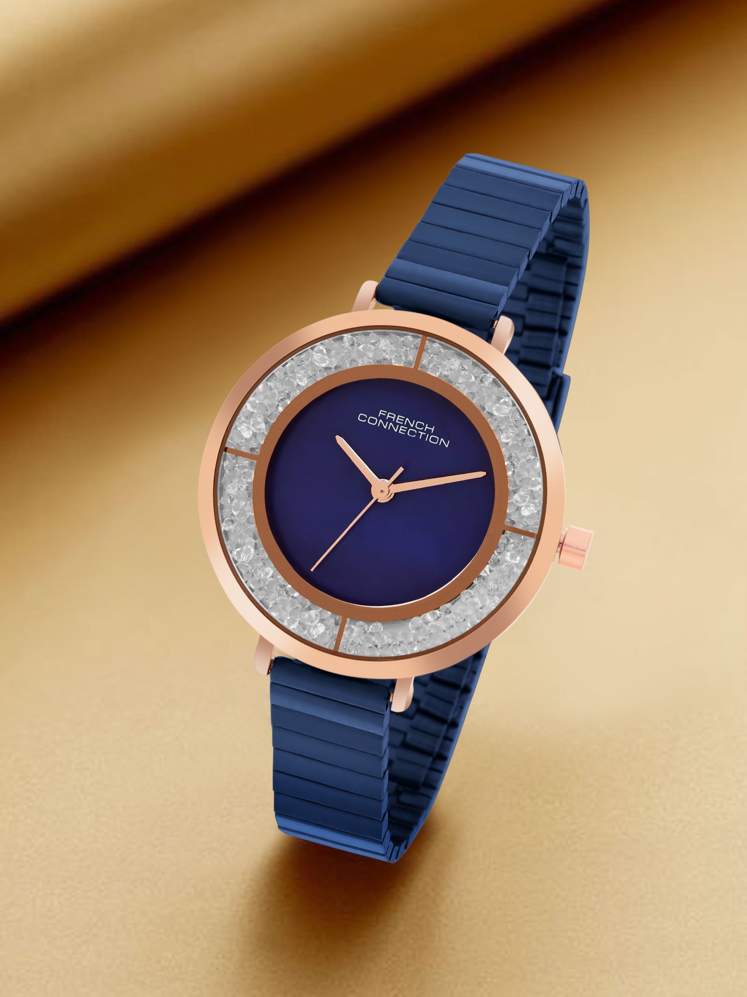 French Connection Dancing Diamonds Blue Dial with Blue Strap Womens Analog Watch | FCN087UM