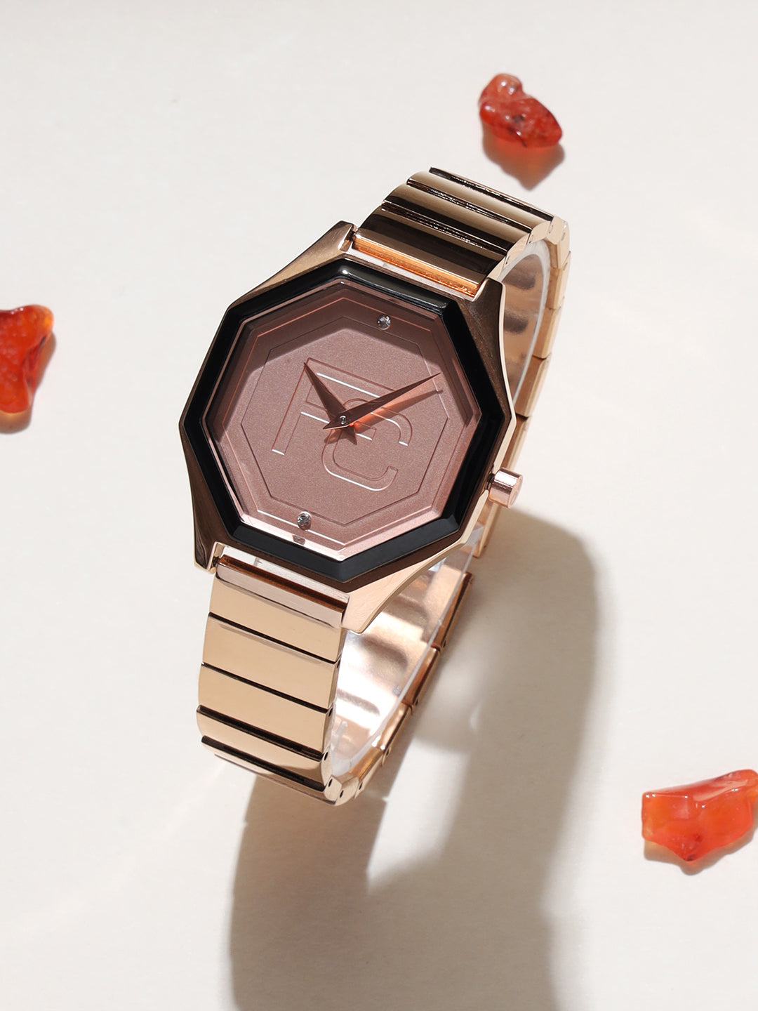 French Connection Analogue Rose Gold Dial Women's Watch -FCN090BRGM