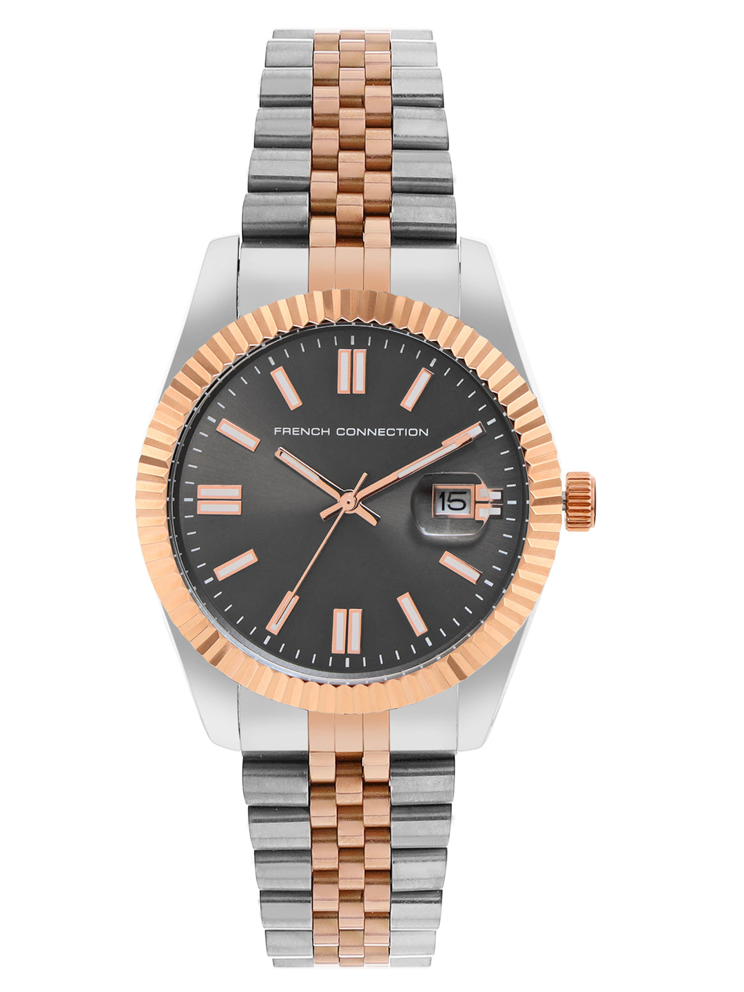 French Connection Grey Dial with Rose Gold Strap Mens Analog Watch | FCP41RTM