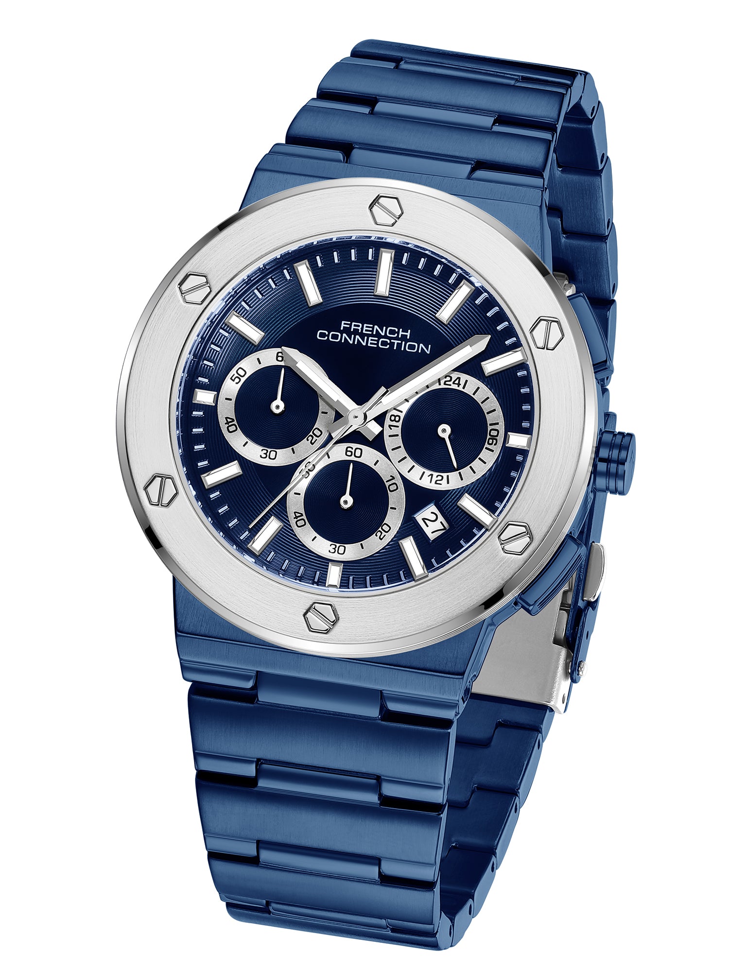French Connection MetroBolt | Quartz Chronograph | Blue Dial | Blue Stainless Steel Strap | Watch for Men - FCO11UM