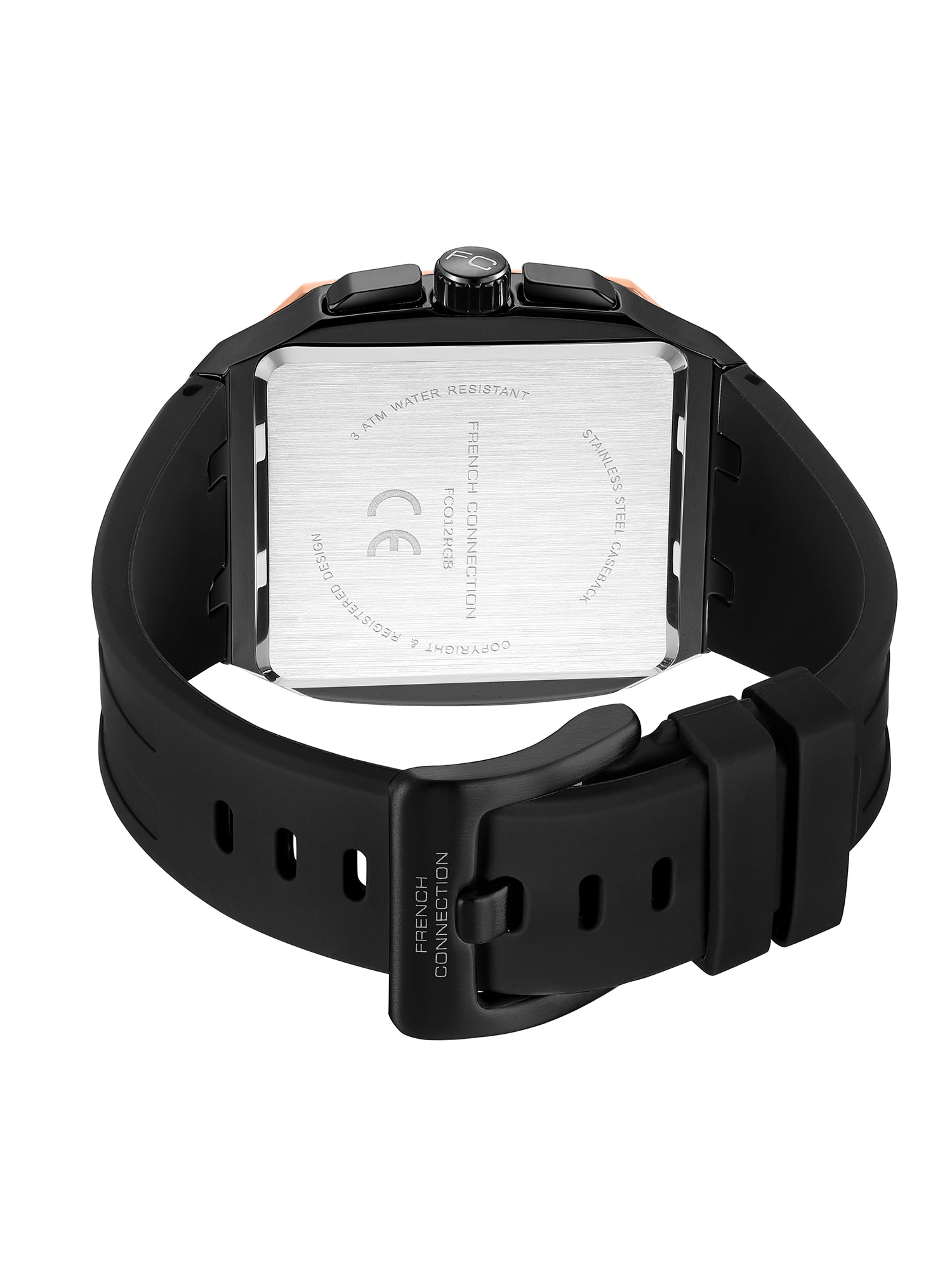 French Connection Aurionx | Quartz Chronograph | Black Dial | Black Silicone Strap | Watch for Men - FCO12RGB