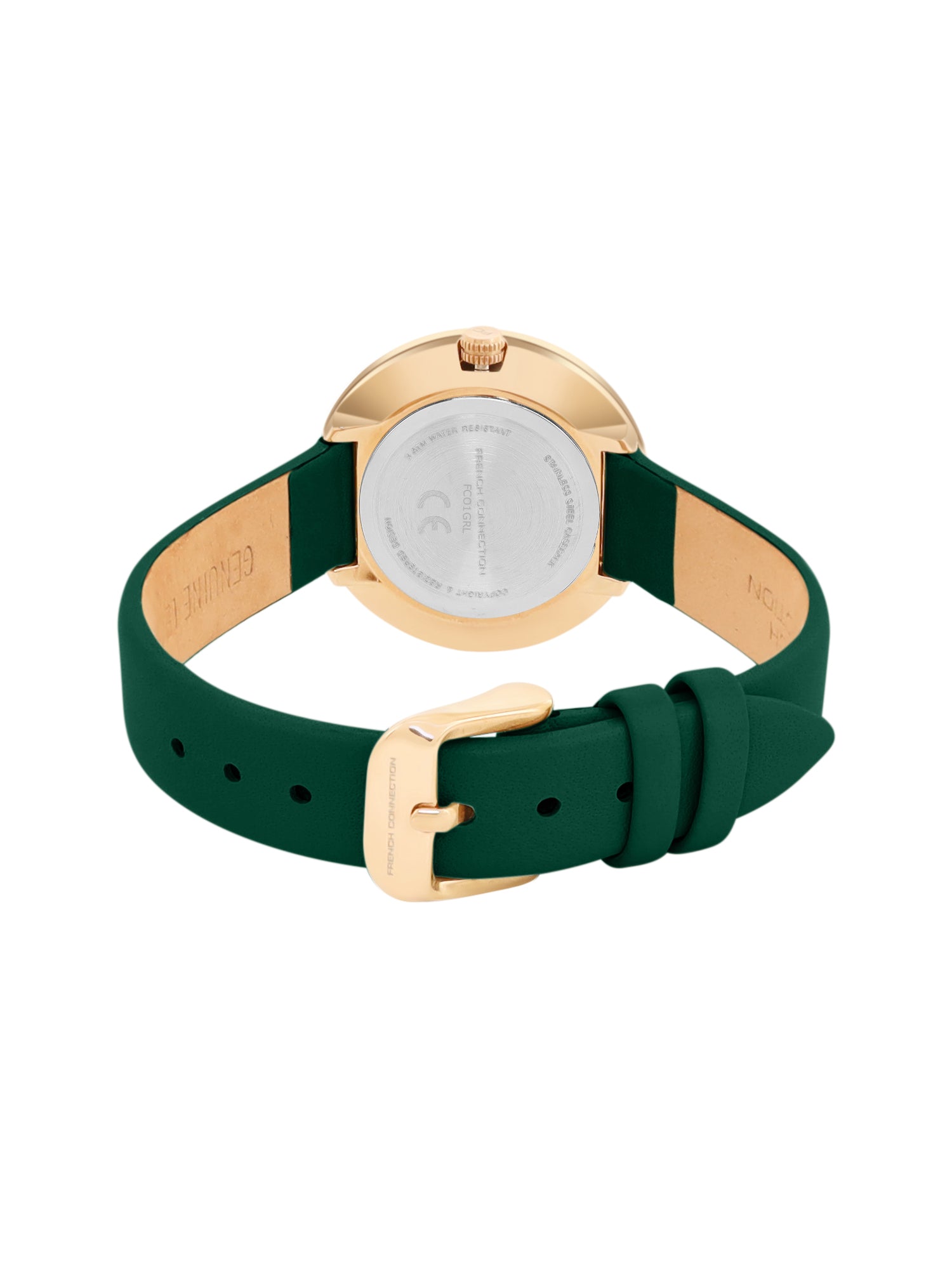 French Connection Sunray Green Round Dial With Green Leather Strap Watch - For Womens FCO1GRL