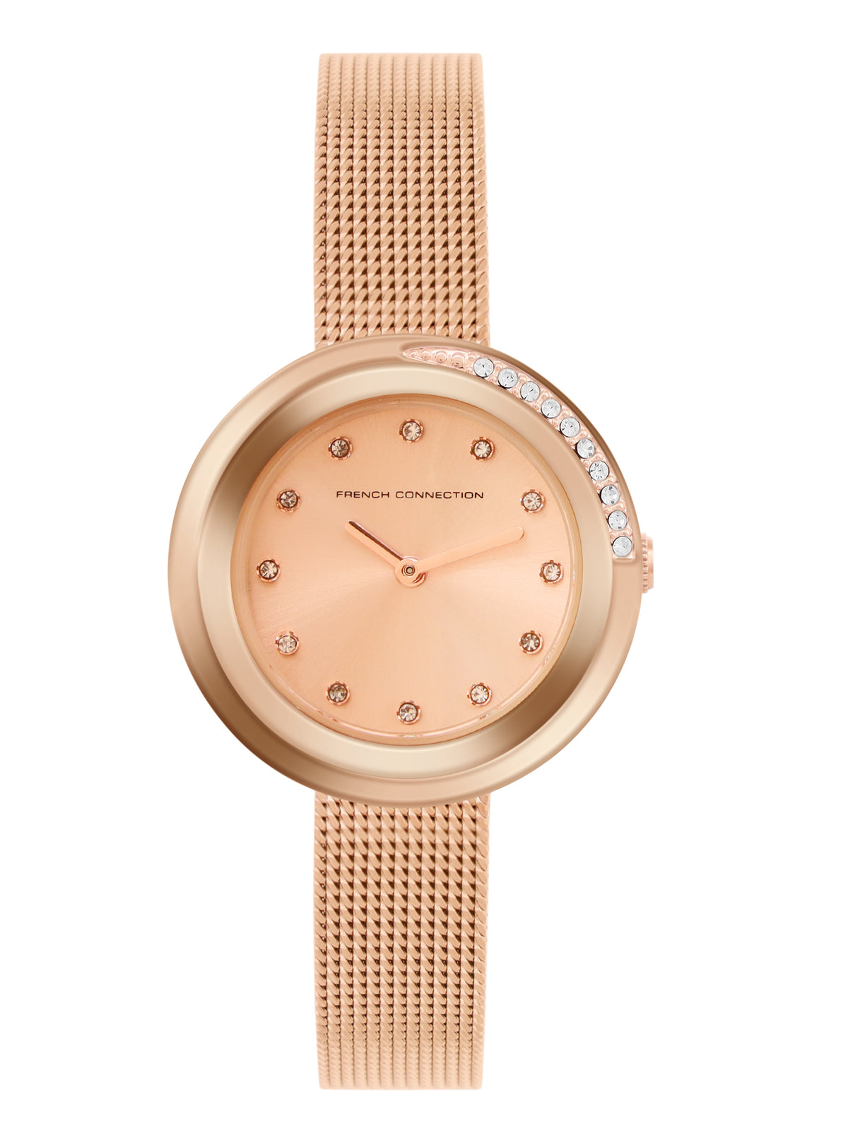 French Connection Sunray Rose Round Dial With Rose Leather Strap Watch - For Womens FCO1RGM