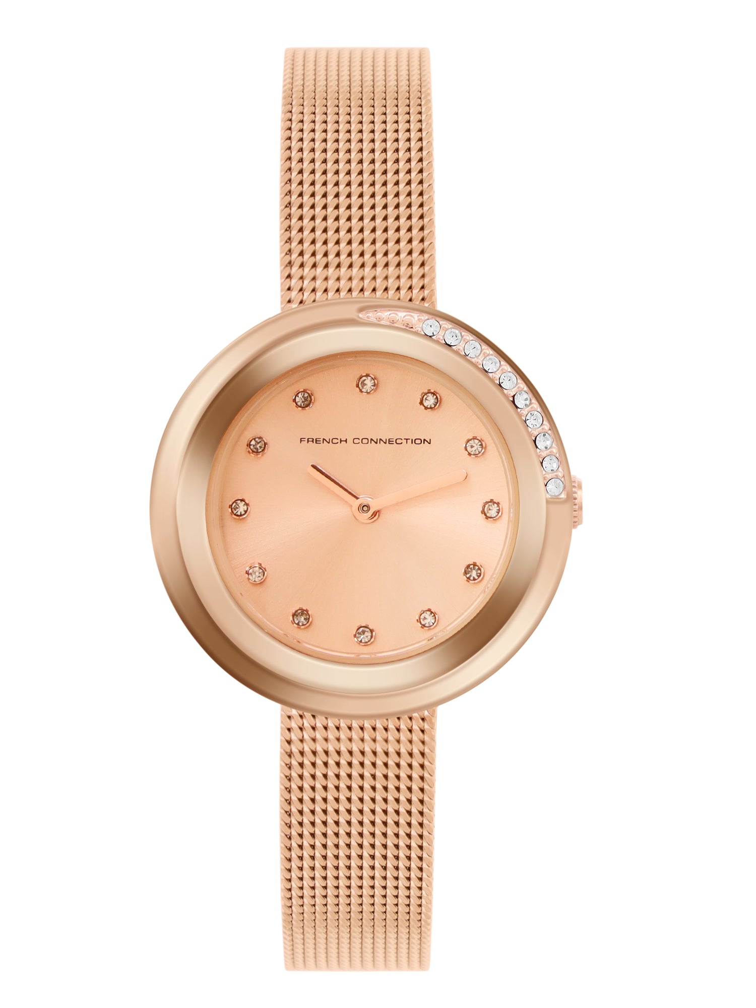 French Connection Sunray Rose Round Dial With Rose Leather Strap Watch - For Womens FCO1RGM