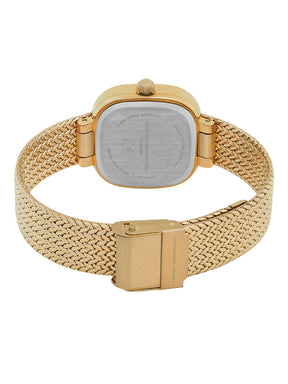 French Connection Mop Champagne Round Dial With  Gold Stainless Steel Strap Watch - For Womens FCO2GM