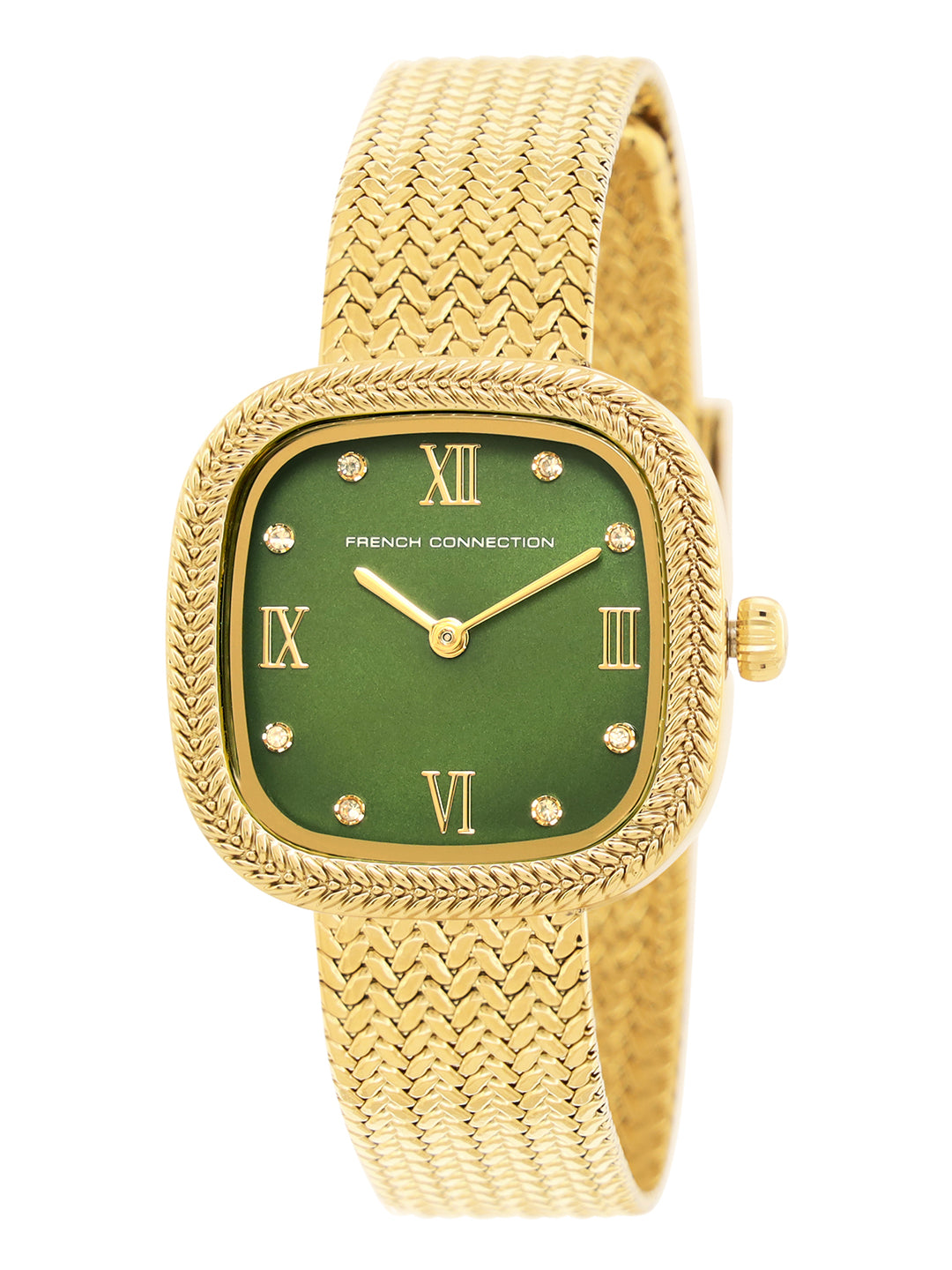 French Connection Mop Green Round Dial With  Gold Stainless Steel Strap Watch - For Womens FCO2NGM