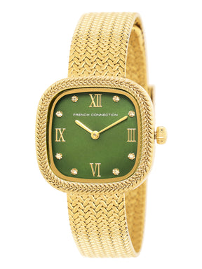 French Connection Mop Green Round Dial With  Gold Stainless Steel Strap Watch - For Womens FCO2NGM