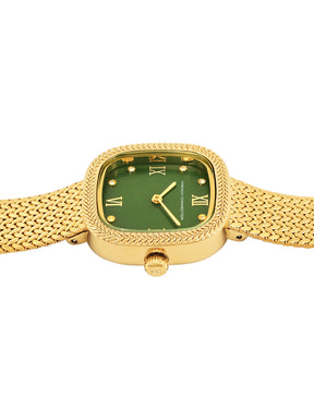 French Connection Mop Green Round Dial With  Gold Stainless Steel Strap Watch - For Womens FCO2NGM
