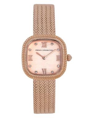 French Connection Mop Rosegold Round Dial With Rose Stainless Steel Strap Watch - For Womens FCO2RGM