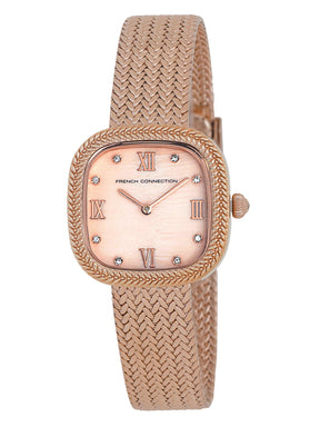 French Connection Mop Rosegold Round Dial With Rose Stainless Steel Strap Watch - For Womens FCO2RGM