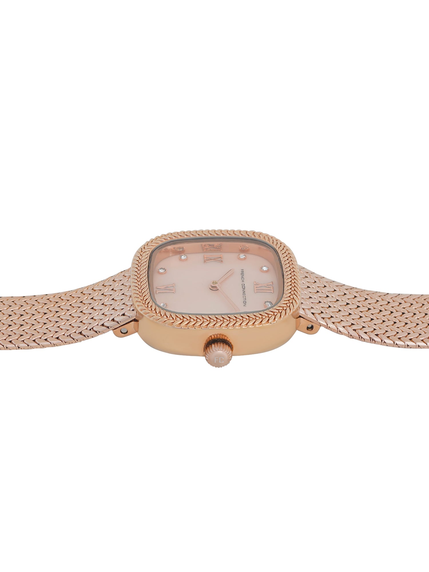 French Connection Mop Rosegold Round Dial With Rose Stainless Steel Strap Watch - For Womens FCO2RGM