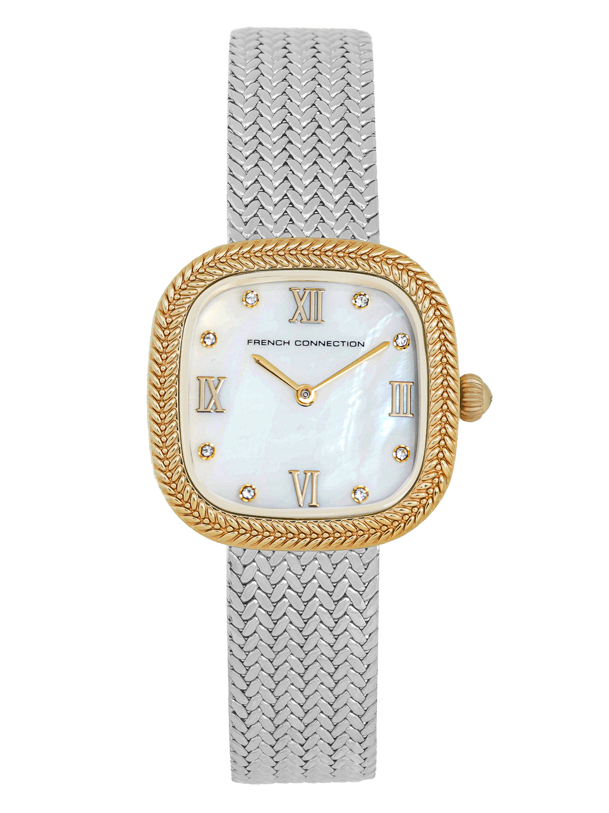 French Connection Mop White Round Dial With Stainless Steel Strap Watch - For Womens FCO2SM