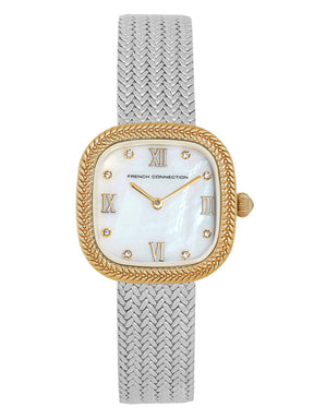French Connection Mop White Round Dial With Stainless Steel Strap Watch - For Womens FCO2SM