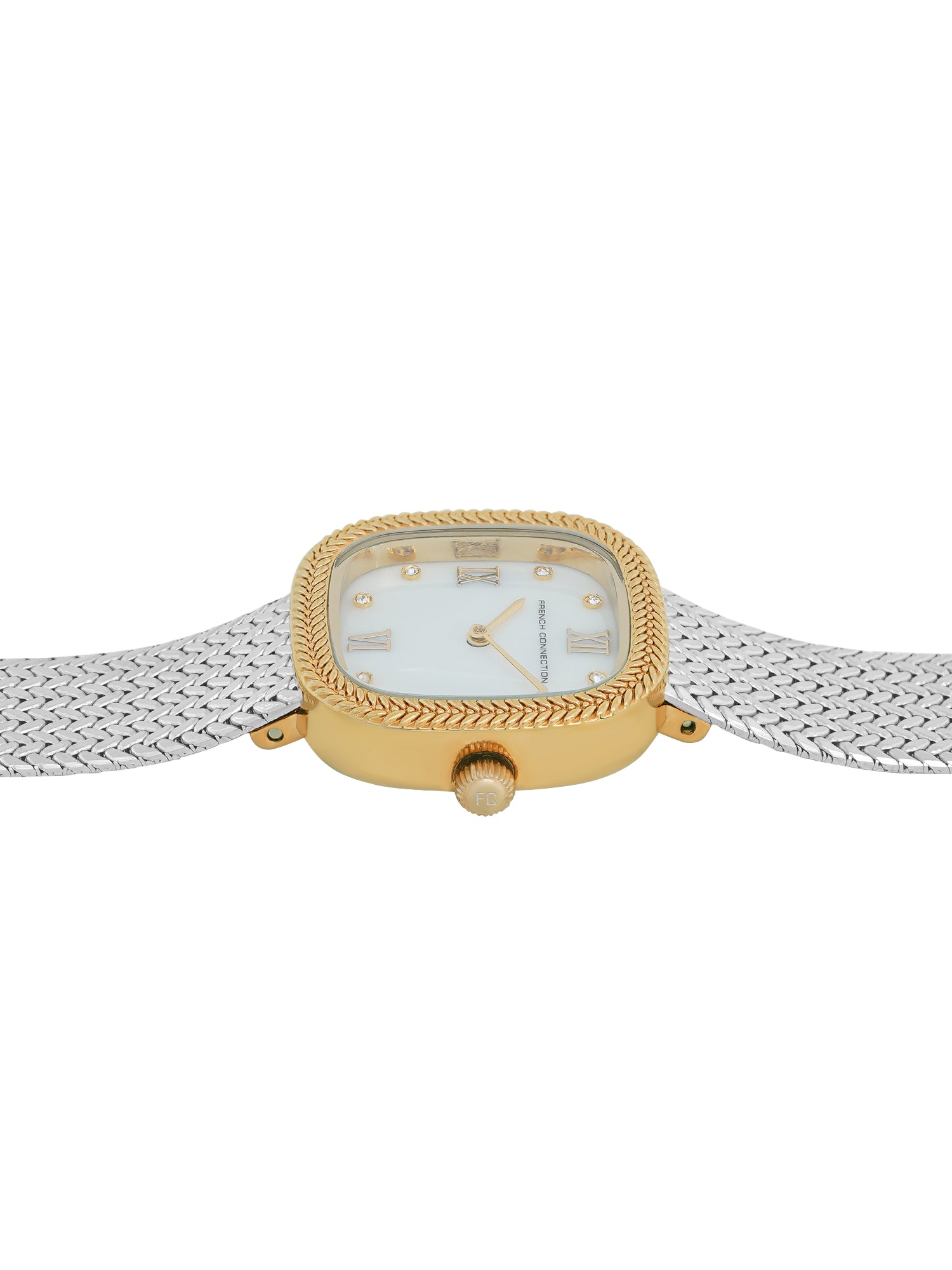 French Connection Mop White Round Dial With Stainless Steel Strap Watch - For Womens FCO2SM