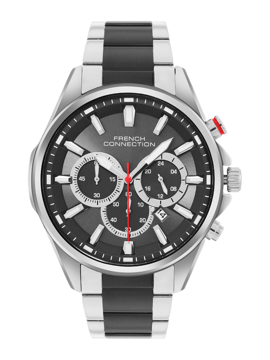 French Connection Black Round Dial With Black Stainless Steel  Strap Chronograph Watch - For Mens FCO3BM