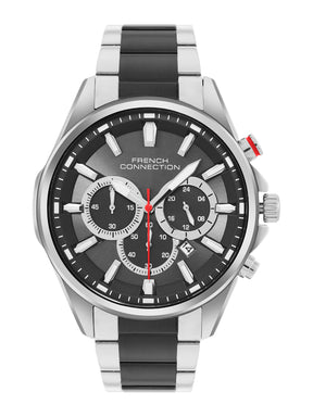French Connection Black Round Dial With Black Stainless Steel  Strap Chronograph Watch - For Mens FCO3BM